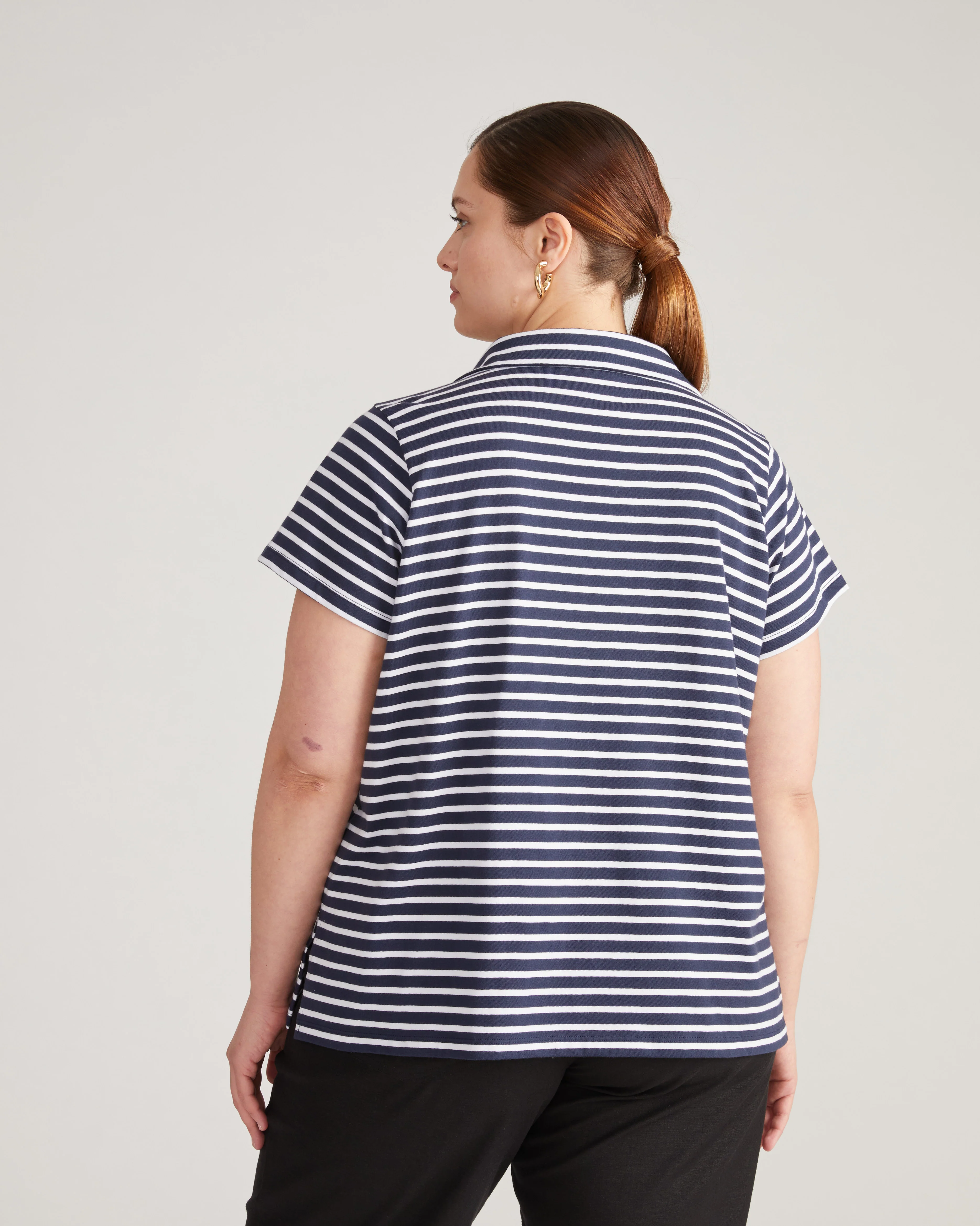 Cecile Breton Stripe Polo - Navy/White Stripe - Image 3