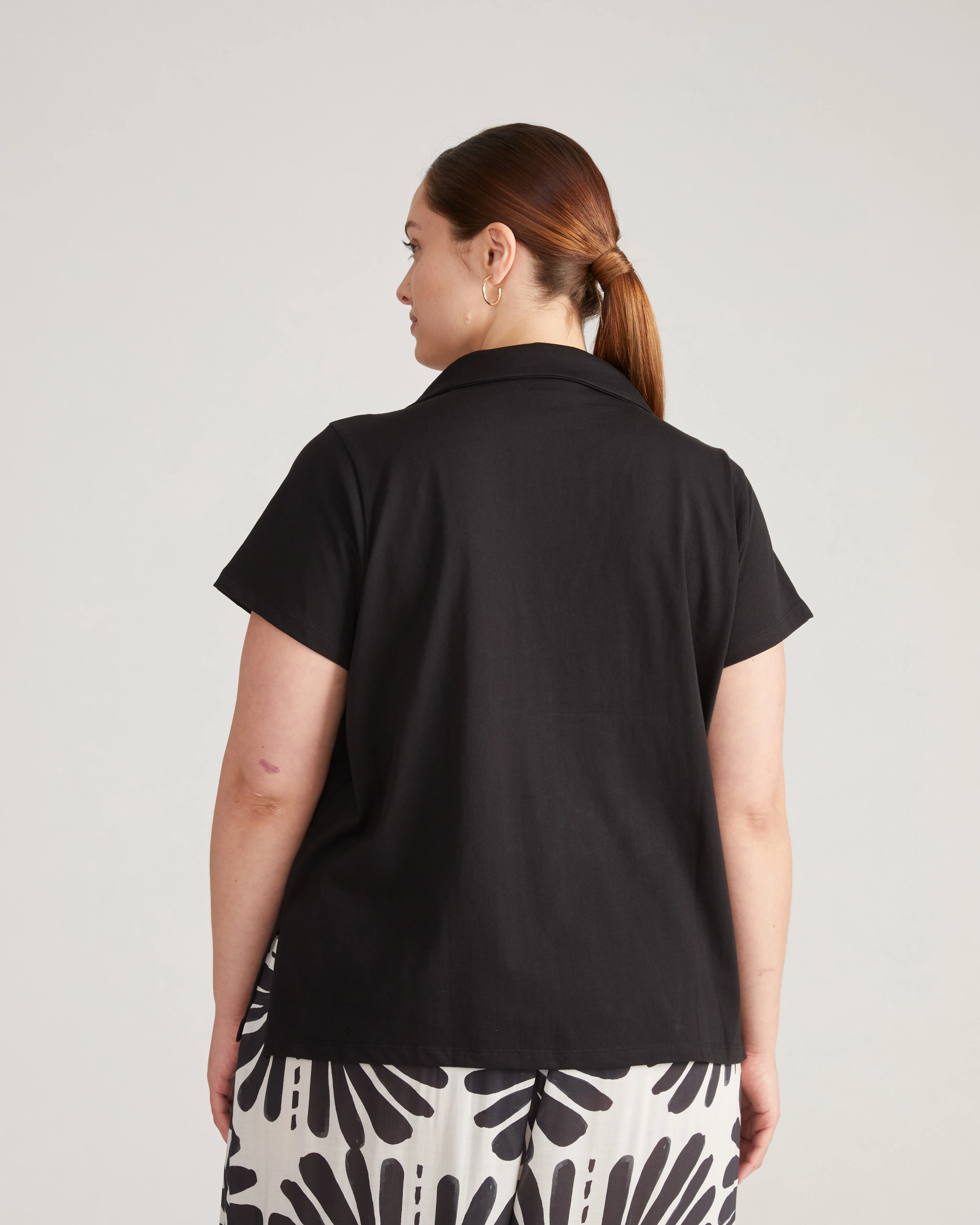 Cecile Breton Stripe Polo - Solid Black - Image 3