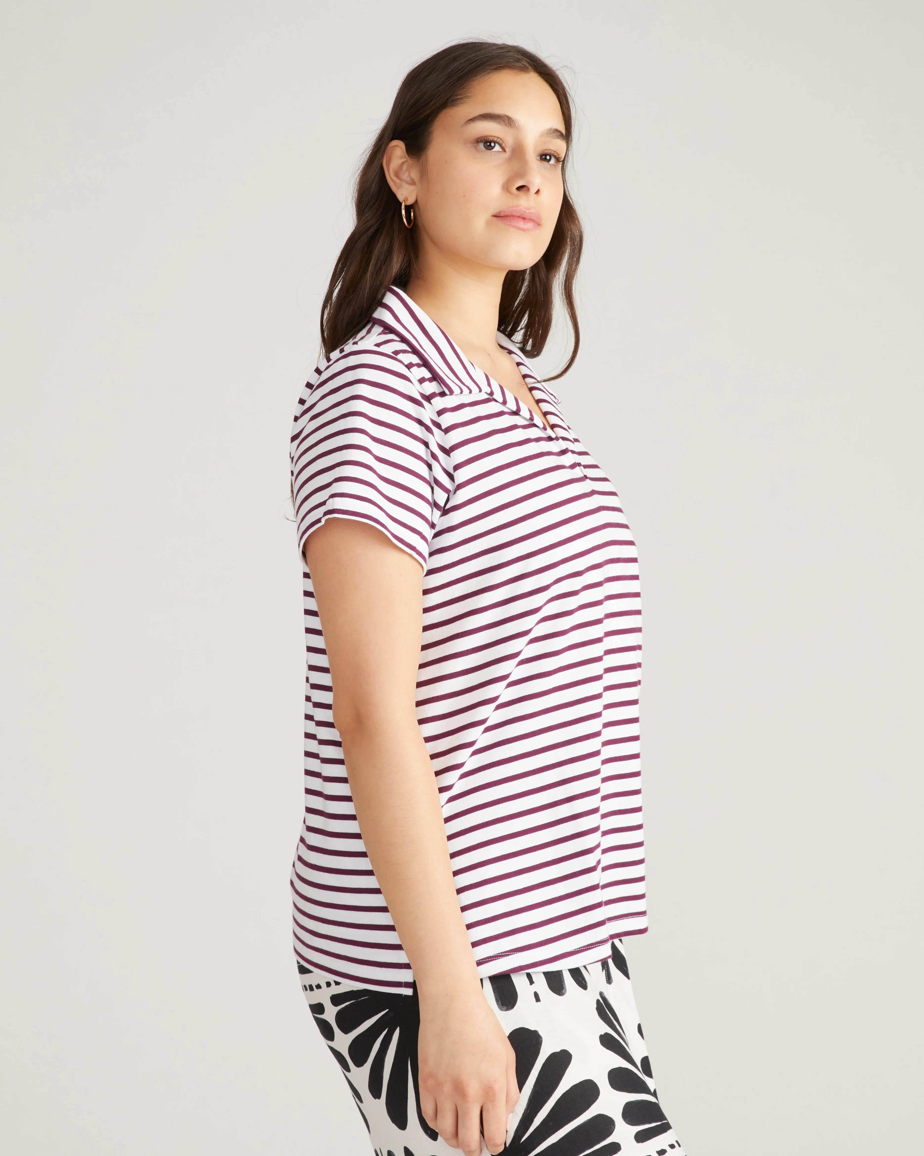 Cecile Breton Stripe Polo - White/Gamay Stripe - Image 2