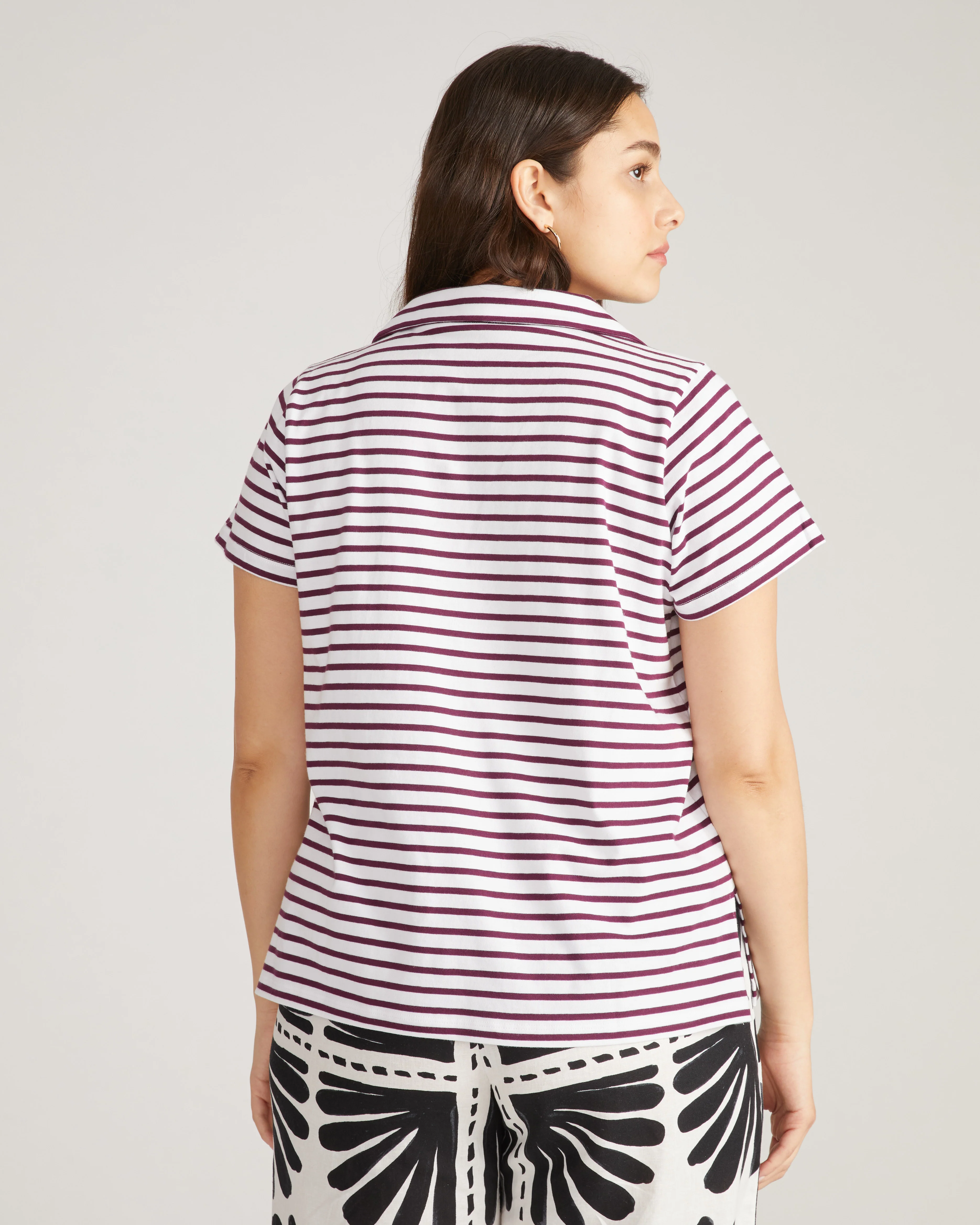 Cecile Breton Stripe Polo - White/Gamay Stripe - Image 3