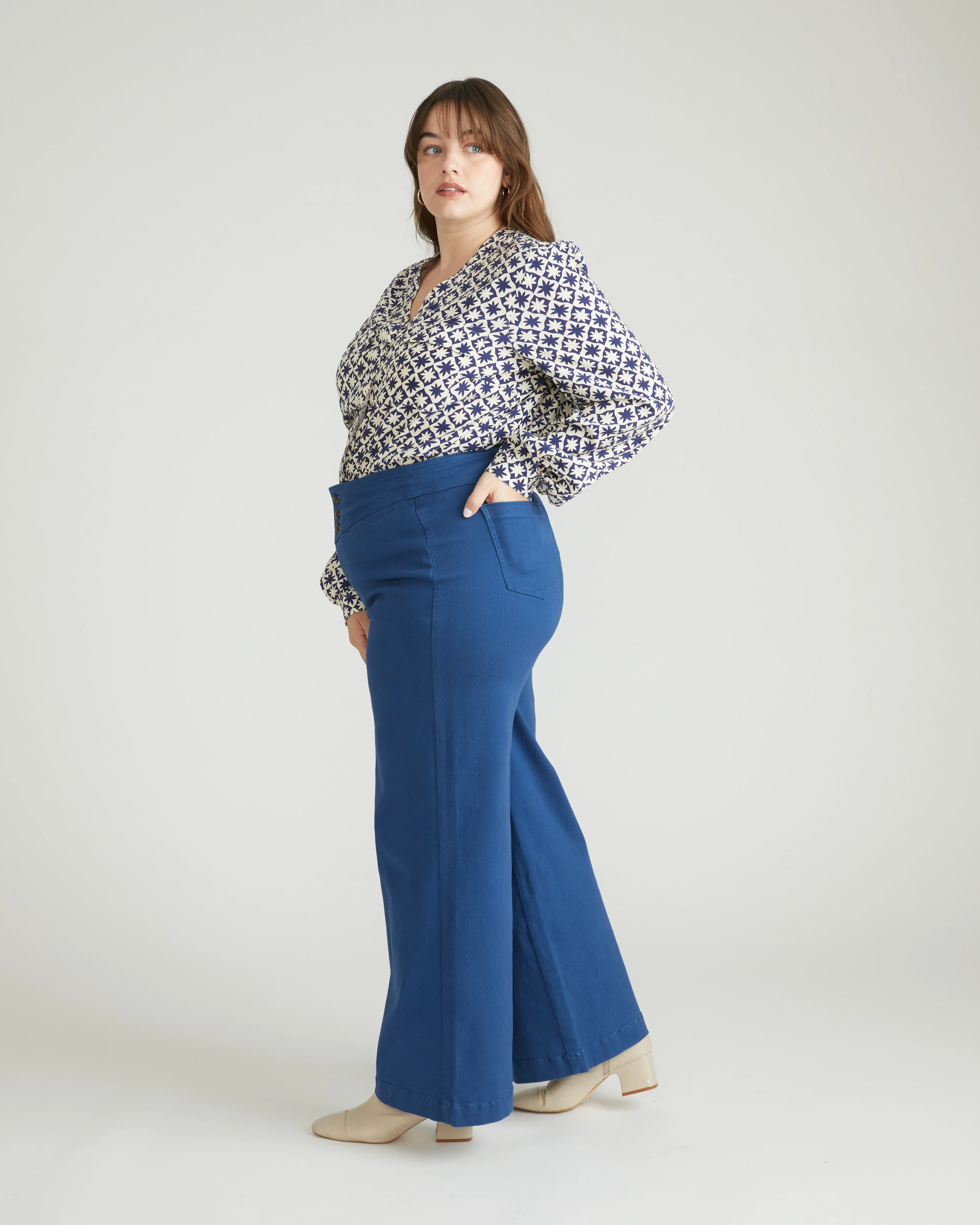 Charlie High Rise Sailor Jeans - French Blue - Image 4