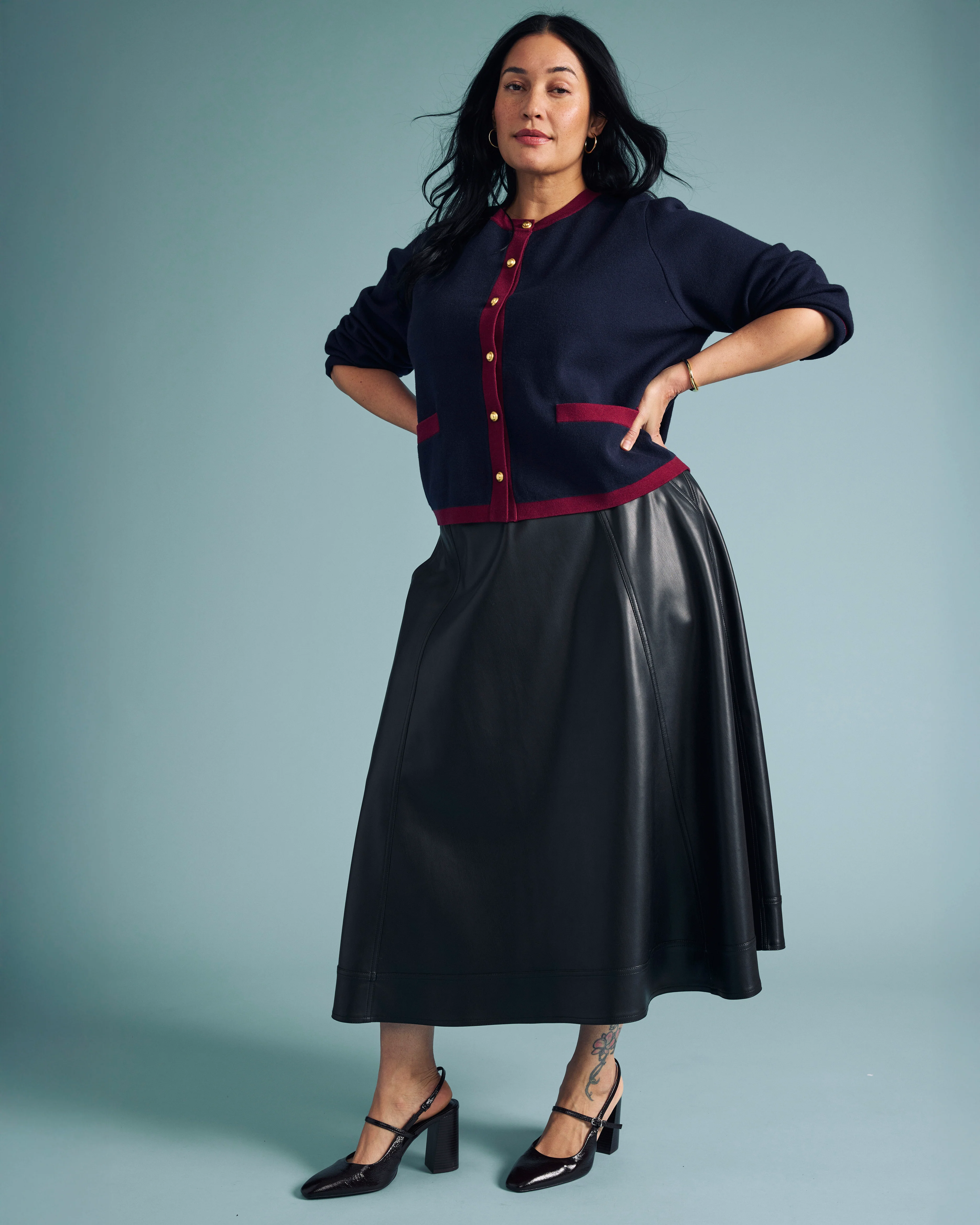 Charlotte Faux Leather Skirt - Black - Image 2