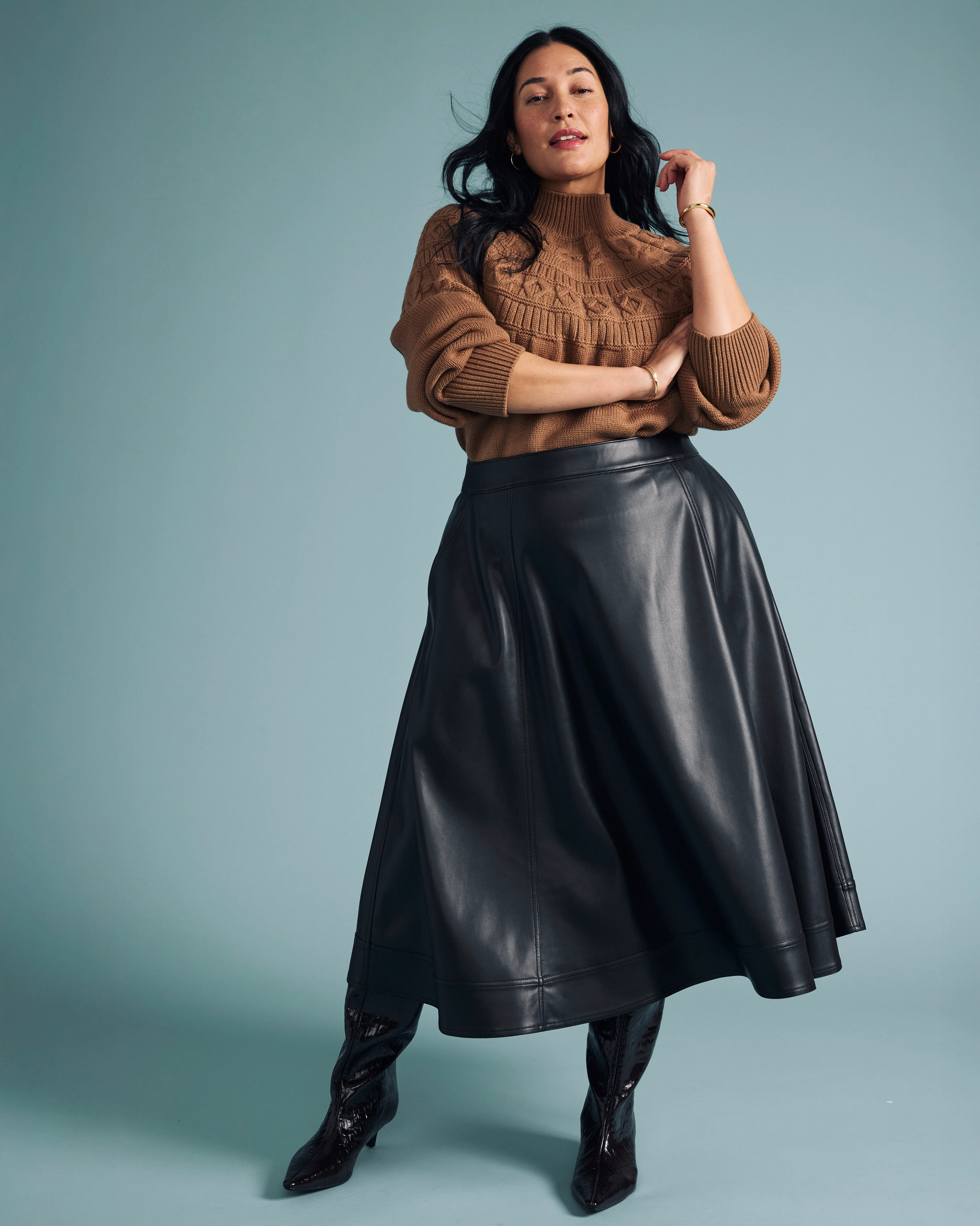 Charlotte Faux Leather Skirt - Black - Image 3