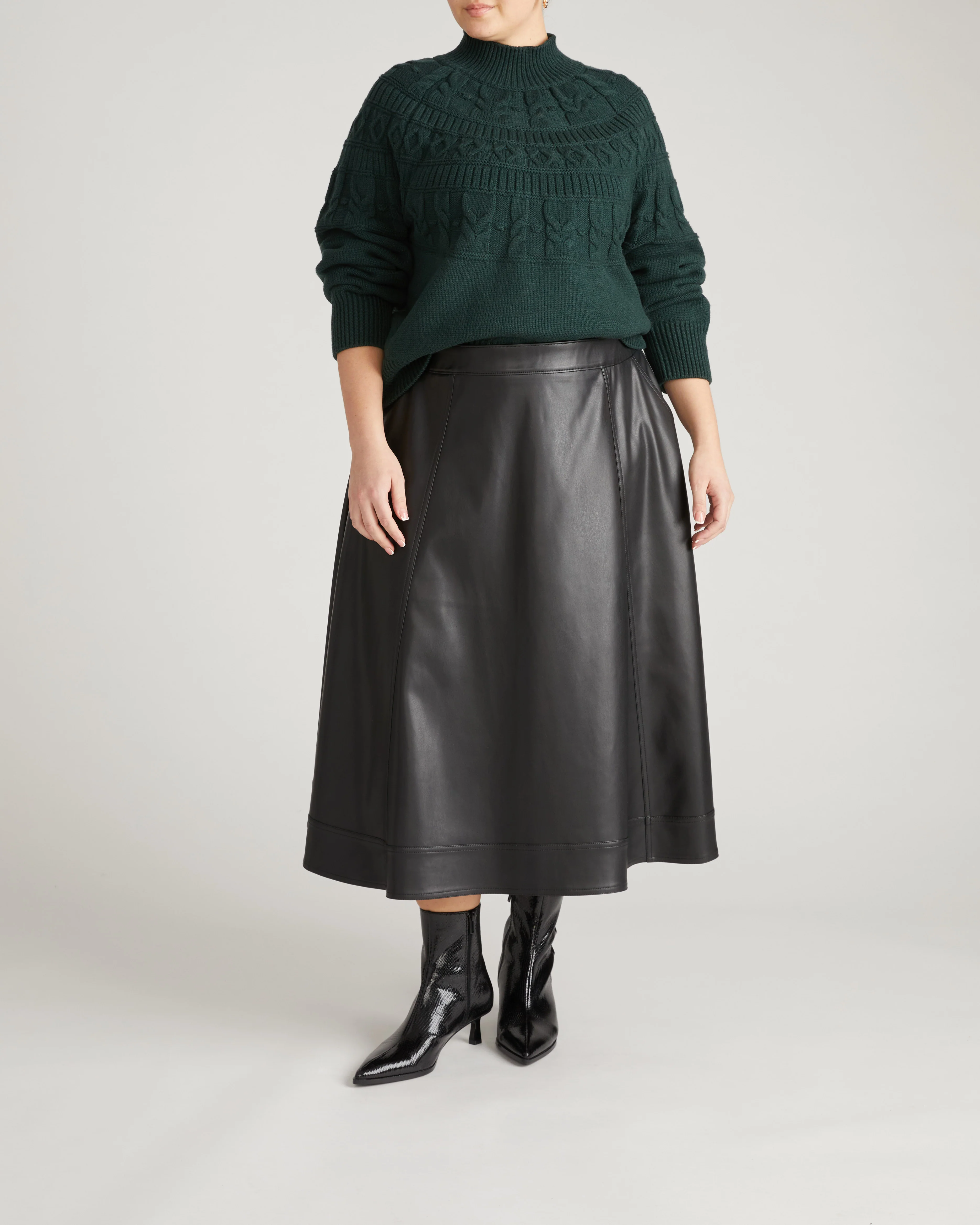 Charlotte Faux Leather Skirt - Black - Image 8