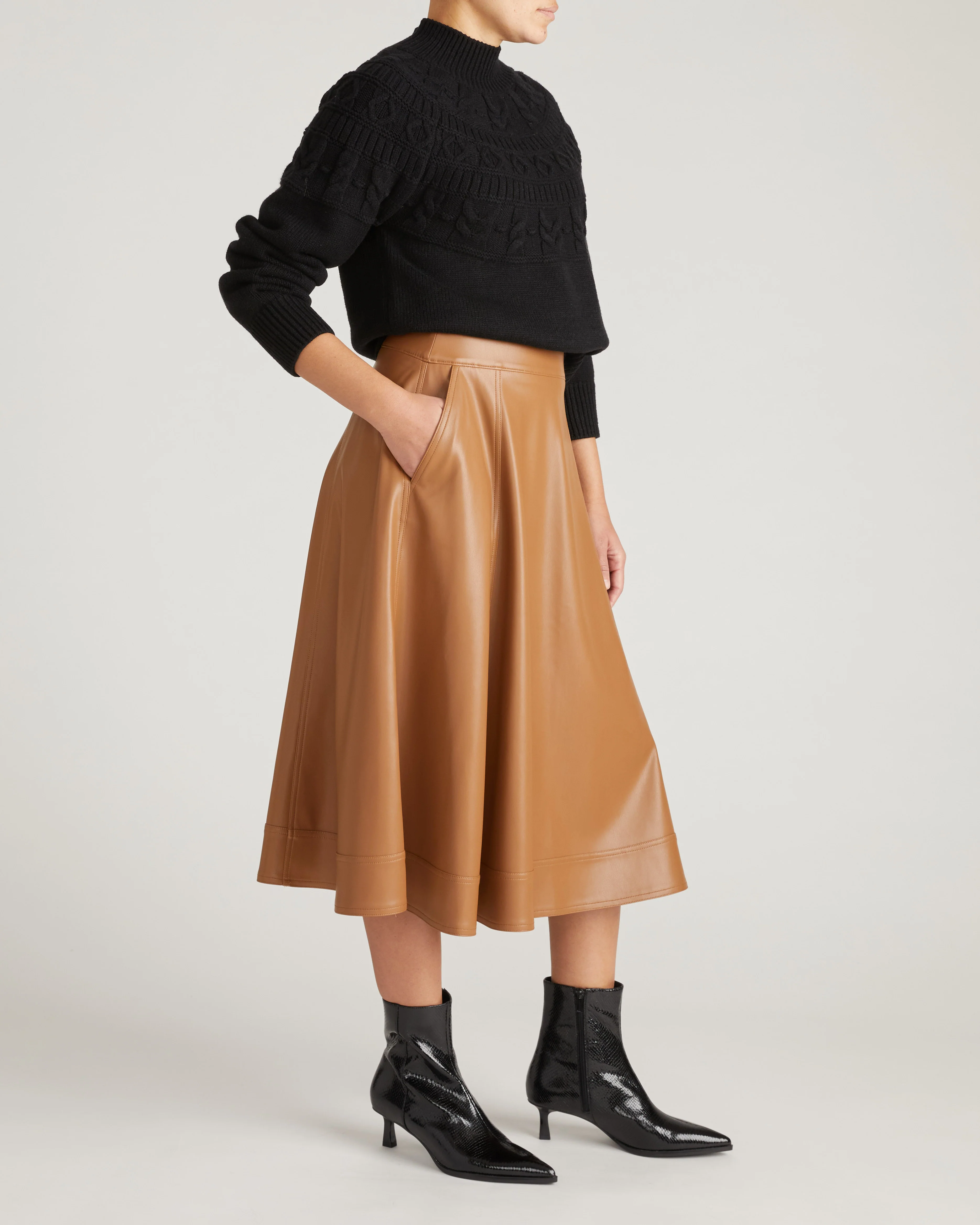 Charlotte Faux Leather Skirt - Classic Camel - Image 10