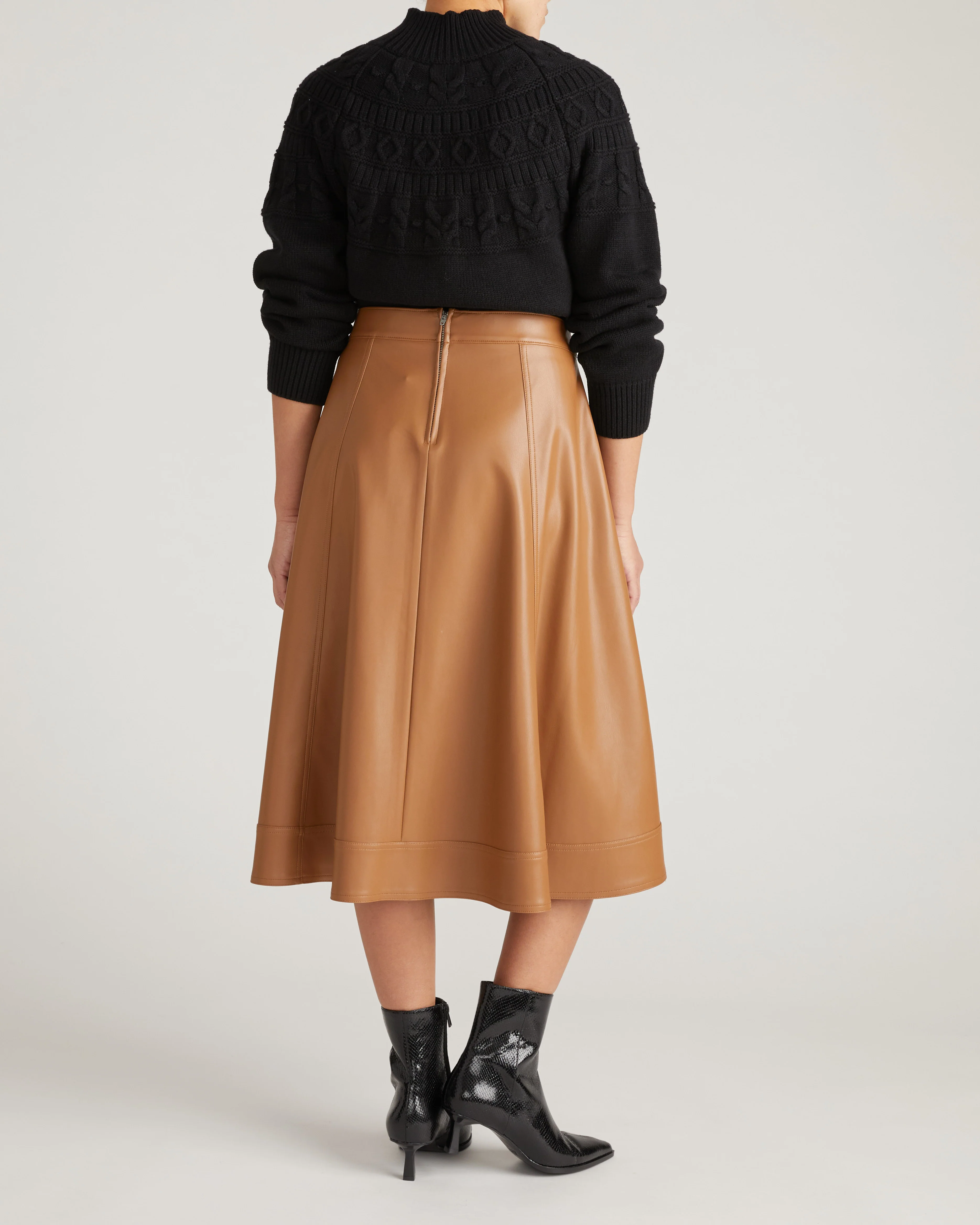 Charlotte Faux Leather Skirt - Classic Camel - Image 11