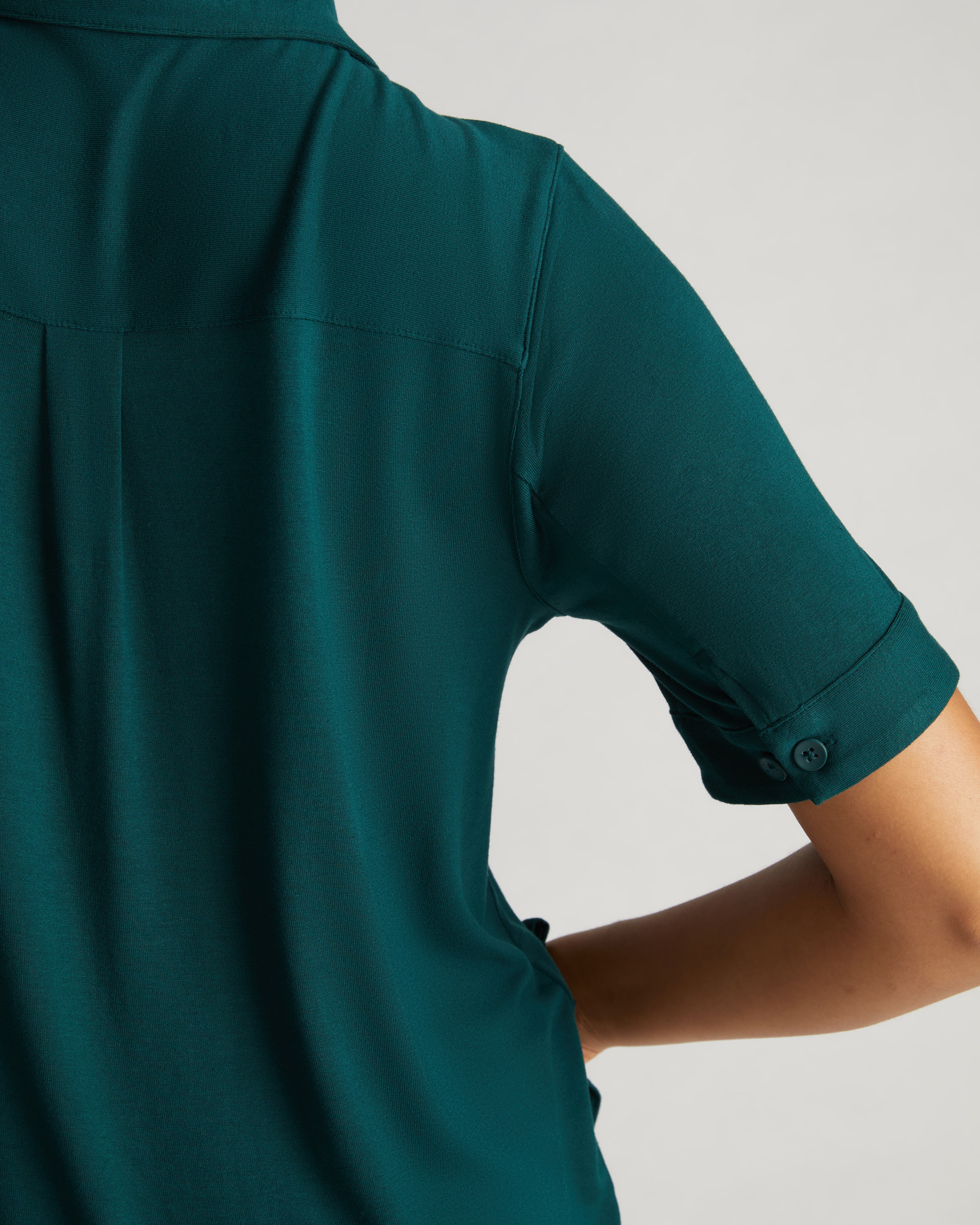 Chelsea Liquid Jersey Short Sleeve Shirt - Forest Green - Image 3