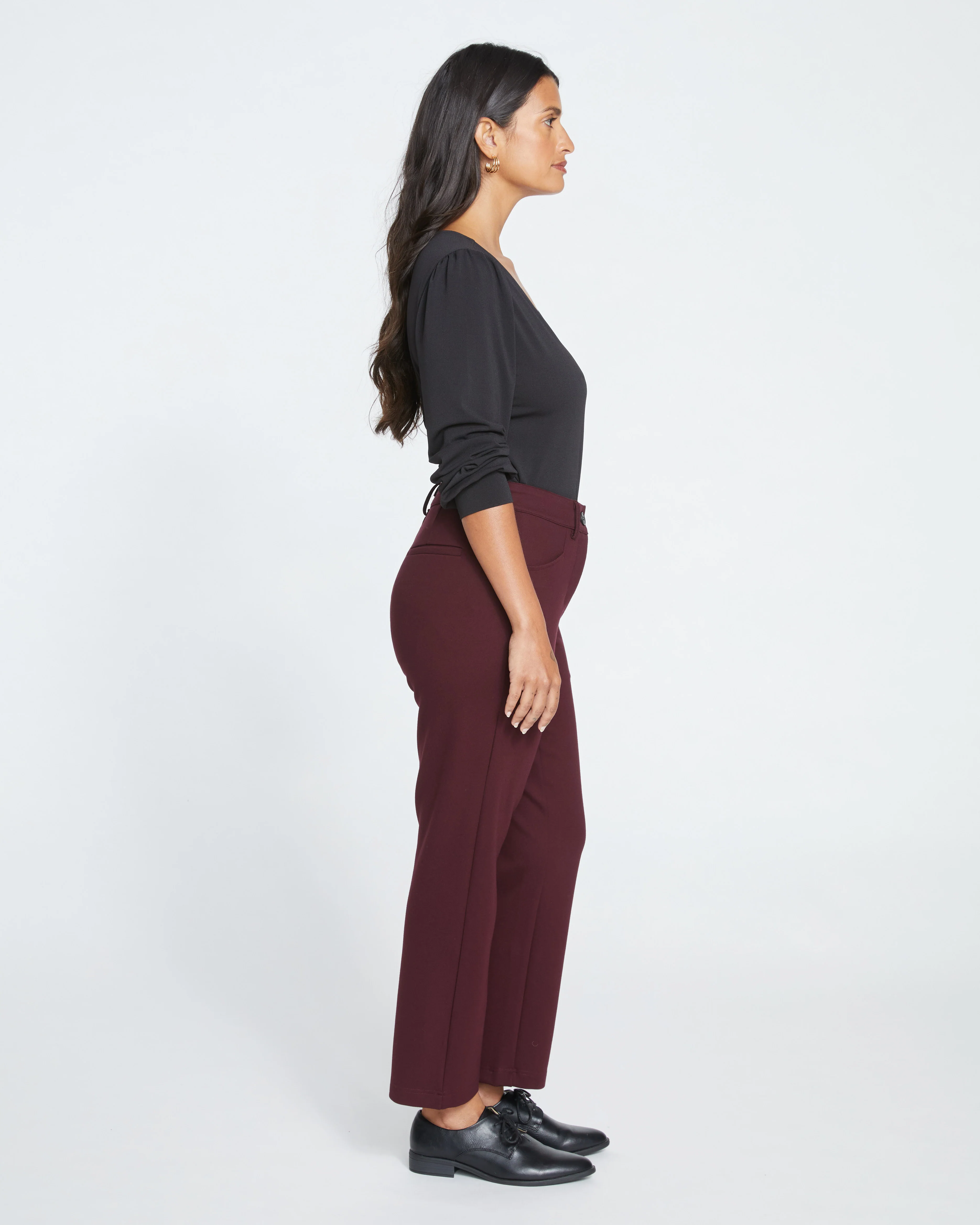 Cigarette Ponte Pants - Black Cherry - Image 3