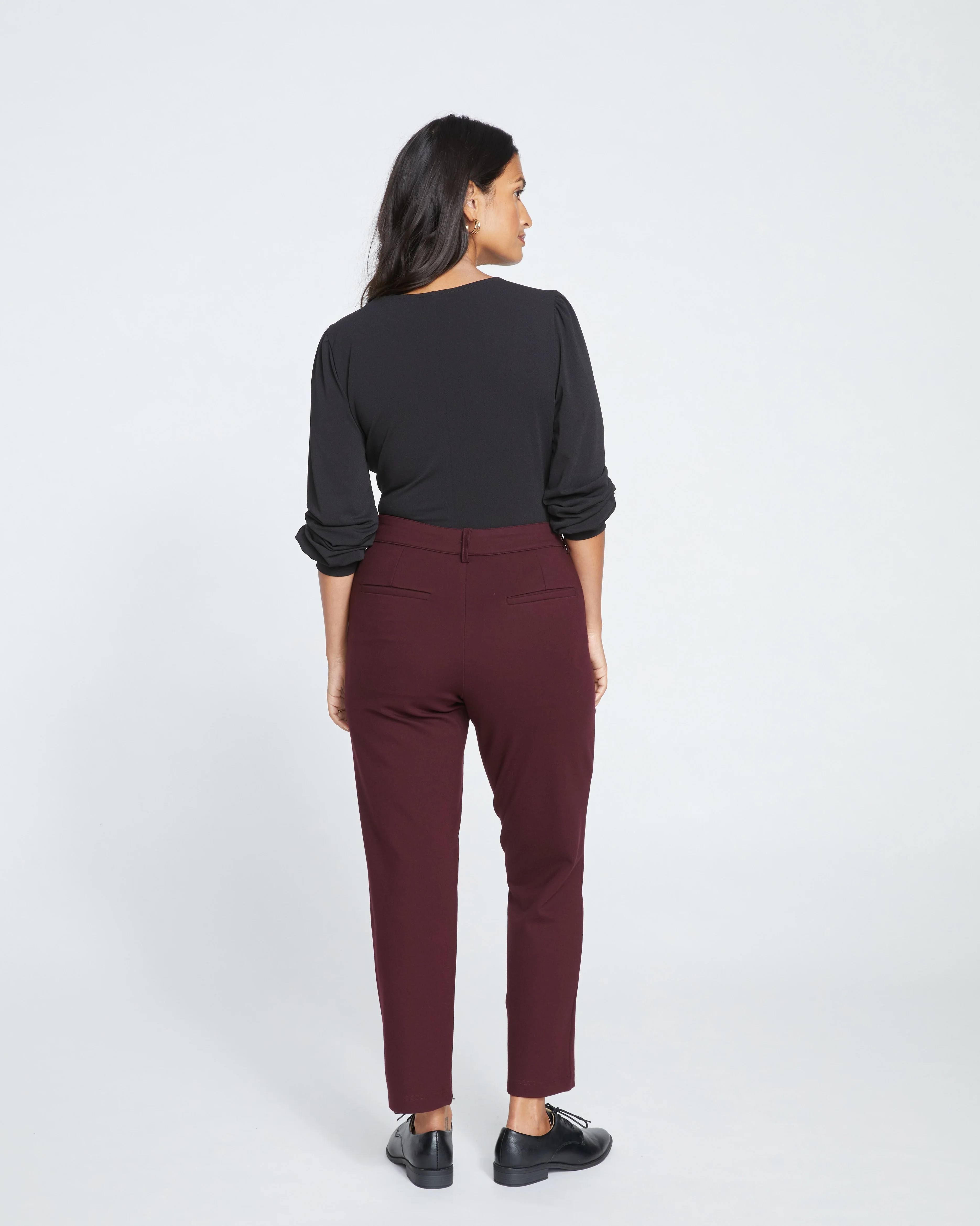 Cigarette Ponte Pants - Black Cherry - Image 4