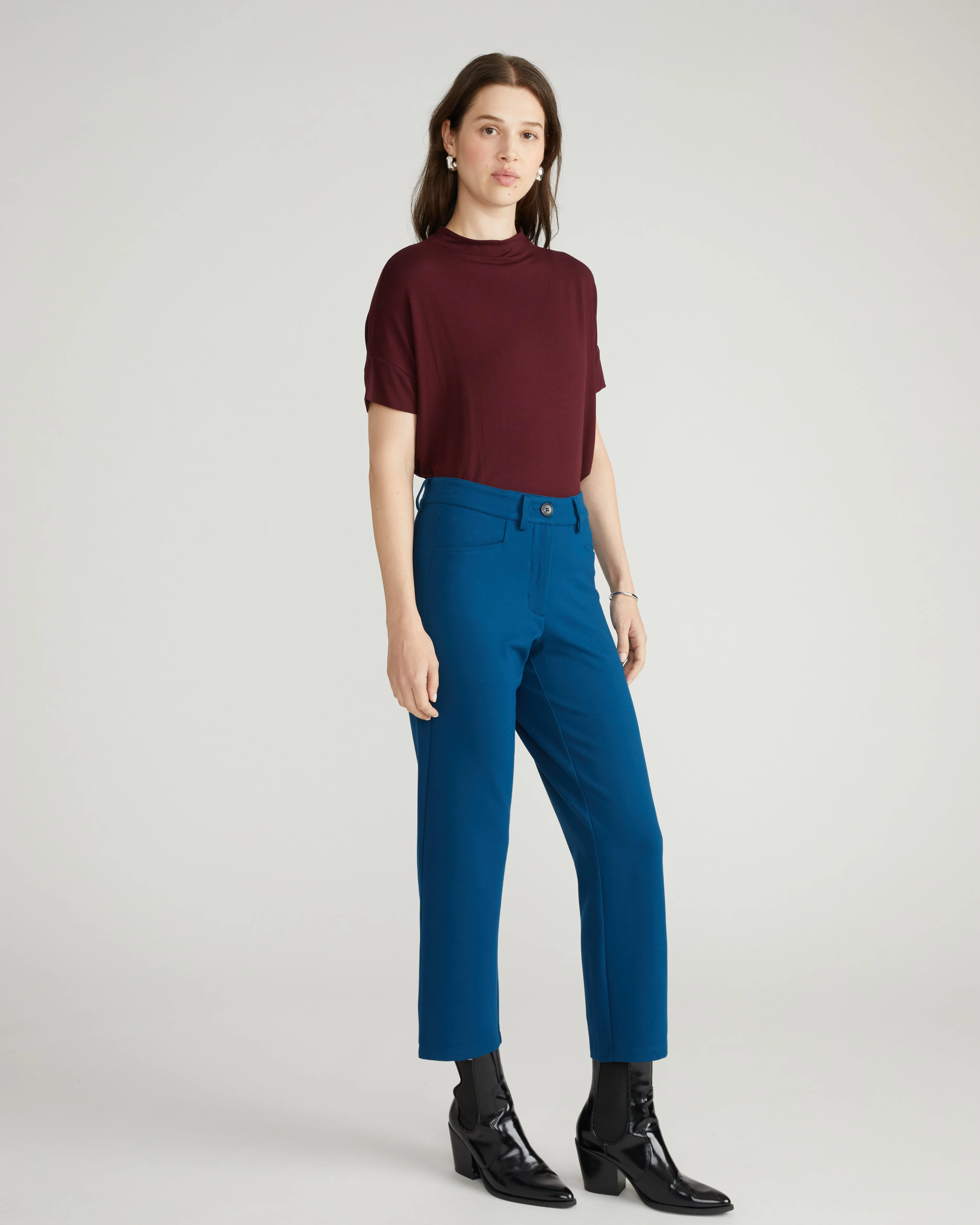 Cigarette Ponte Pants - Deep Teal - Image 3