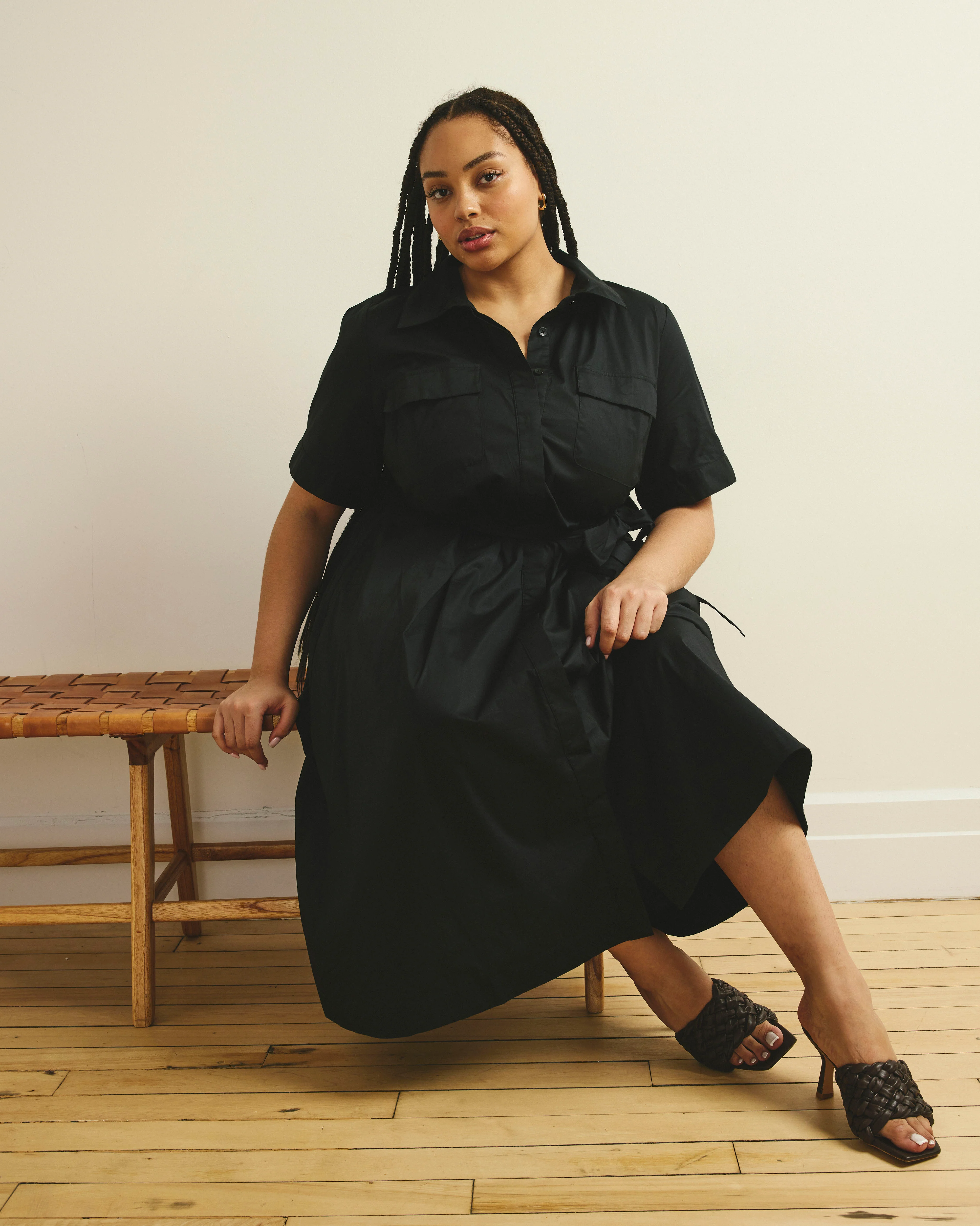 City Poplin Shirtdress - Black - Image 2