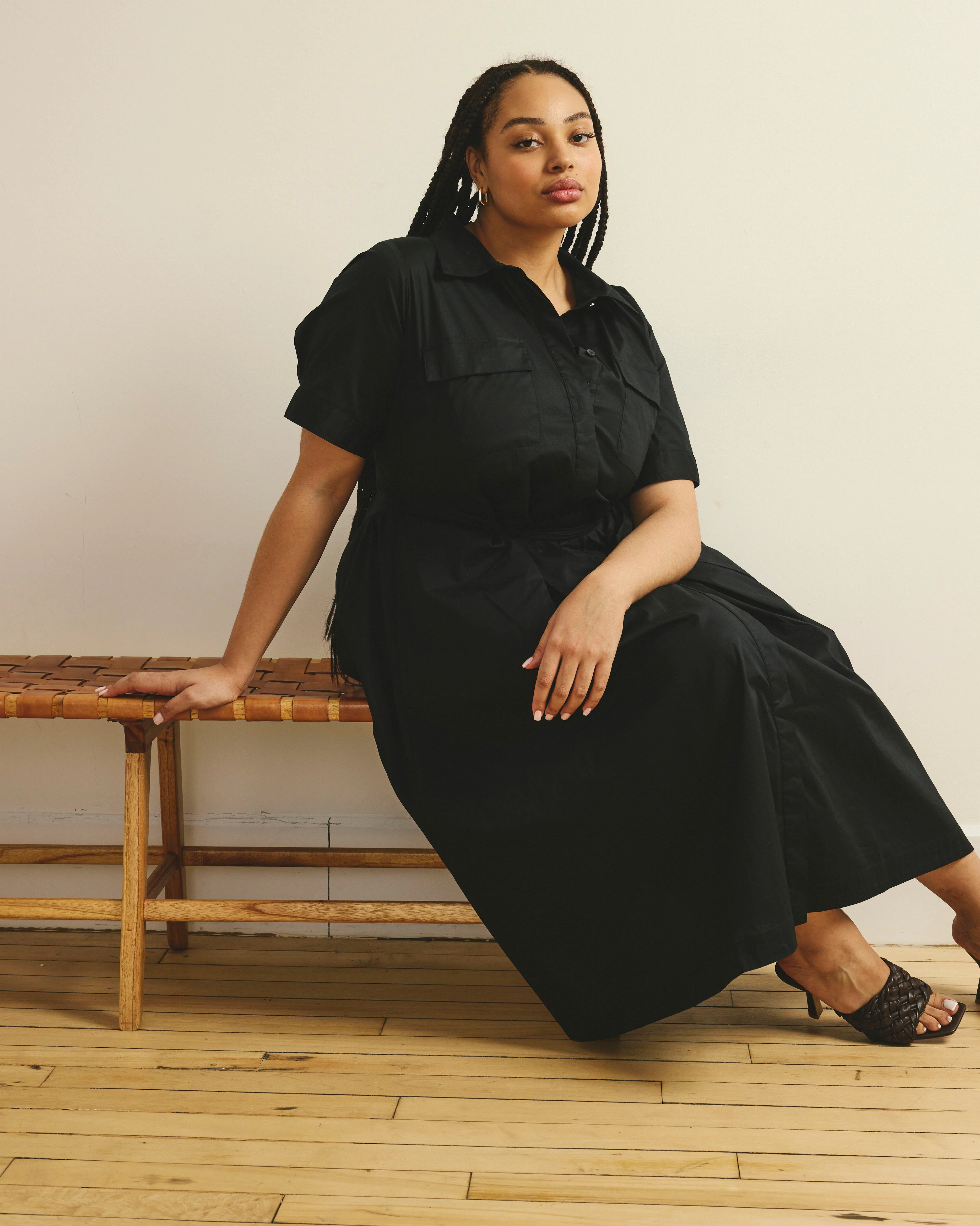 City Poplin Shirtdress - Black - Image 6
