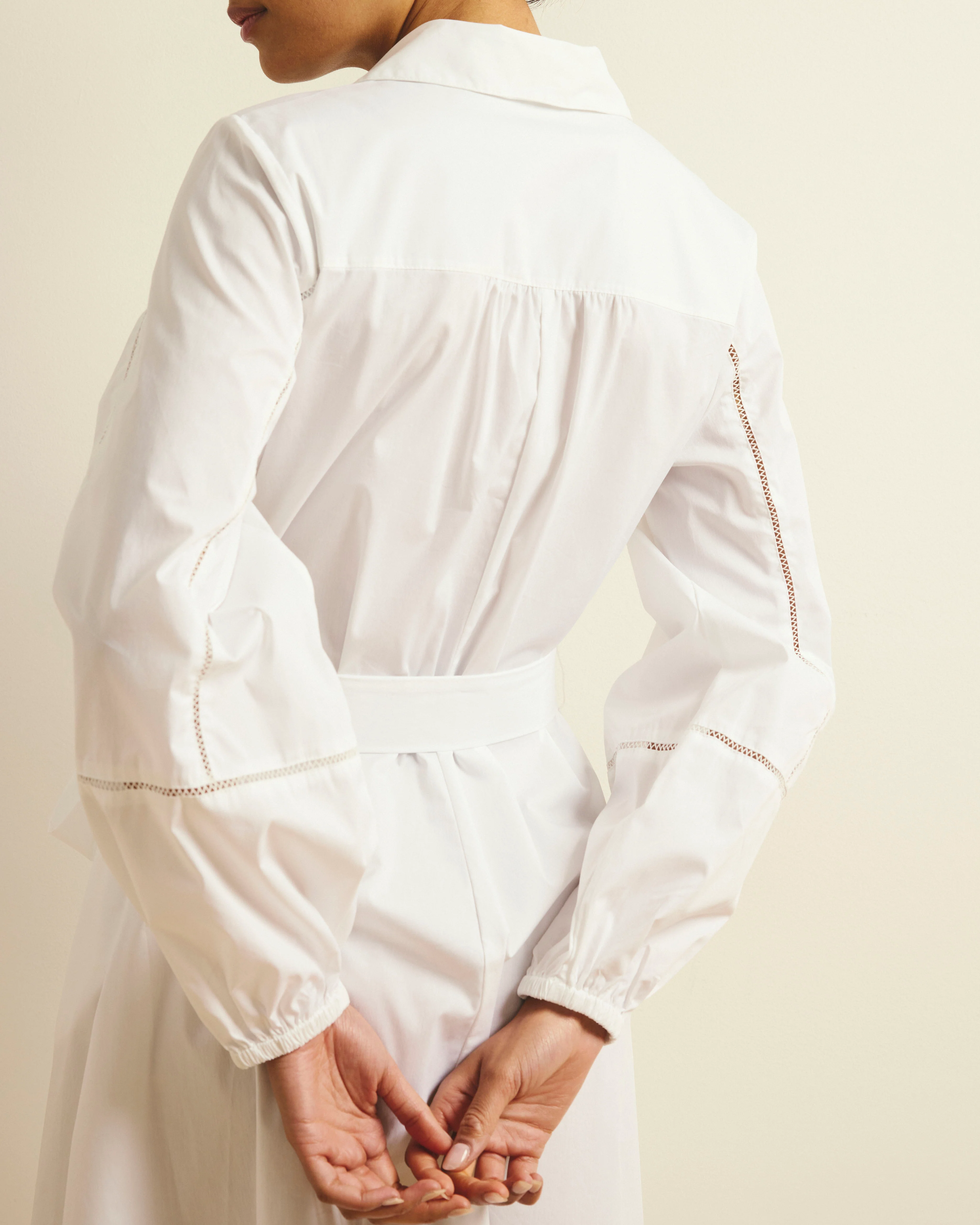 Claire Stretch Poplin Shirtdress - White - Image 2