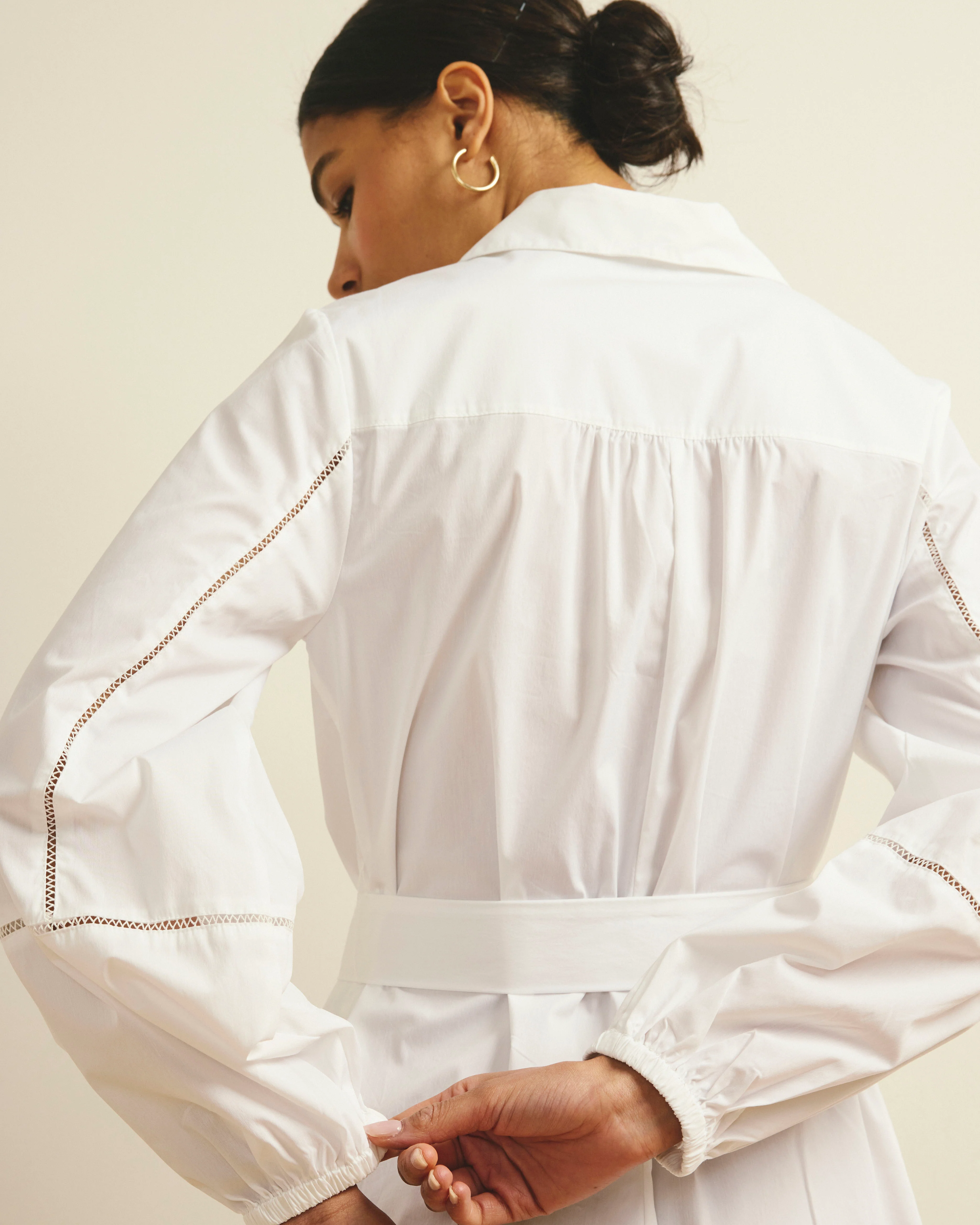 Claire Stretch Poplin Shirtdress - White - Image 8