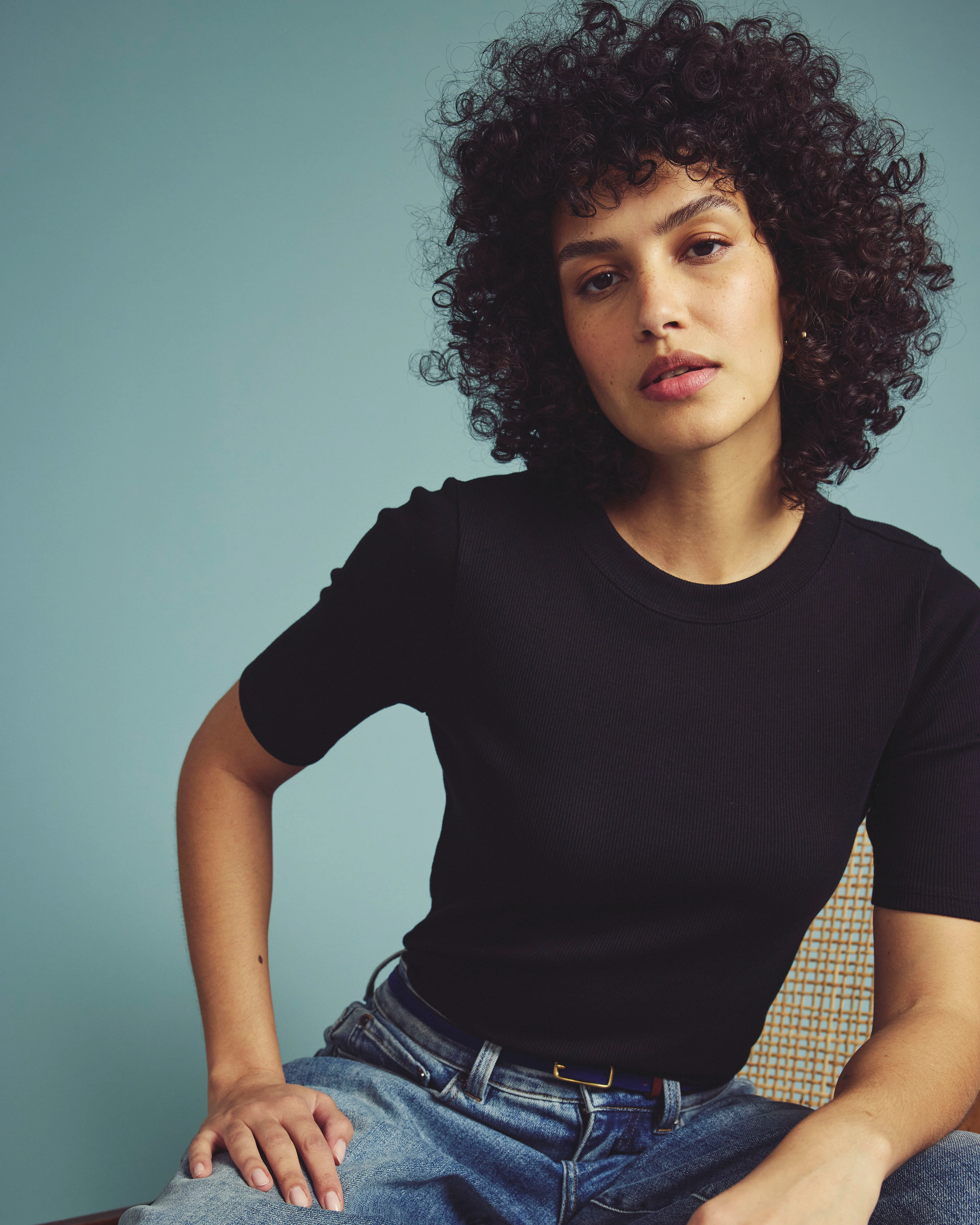 Classic Ribbed Tee - Black - Image 3