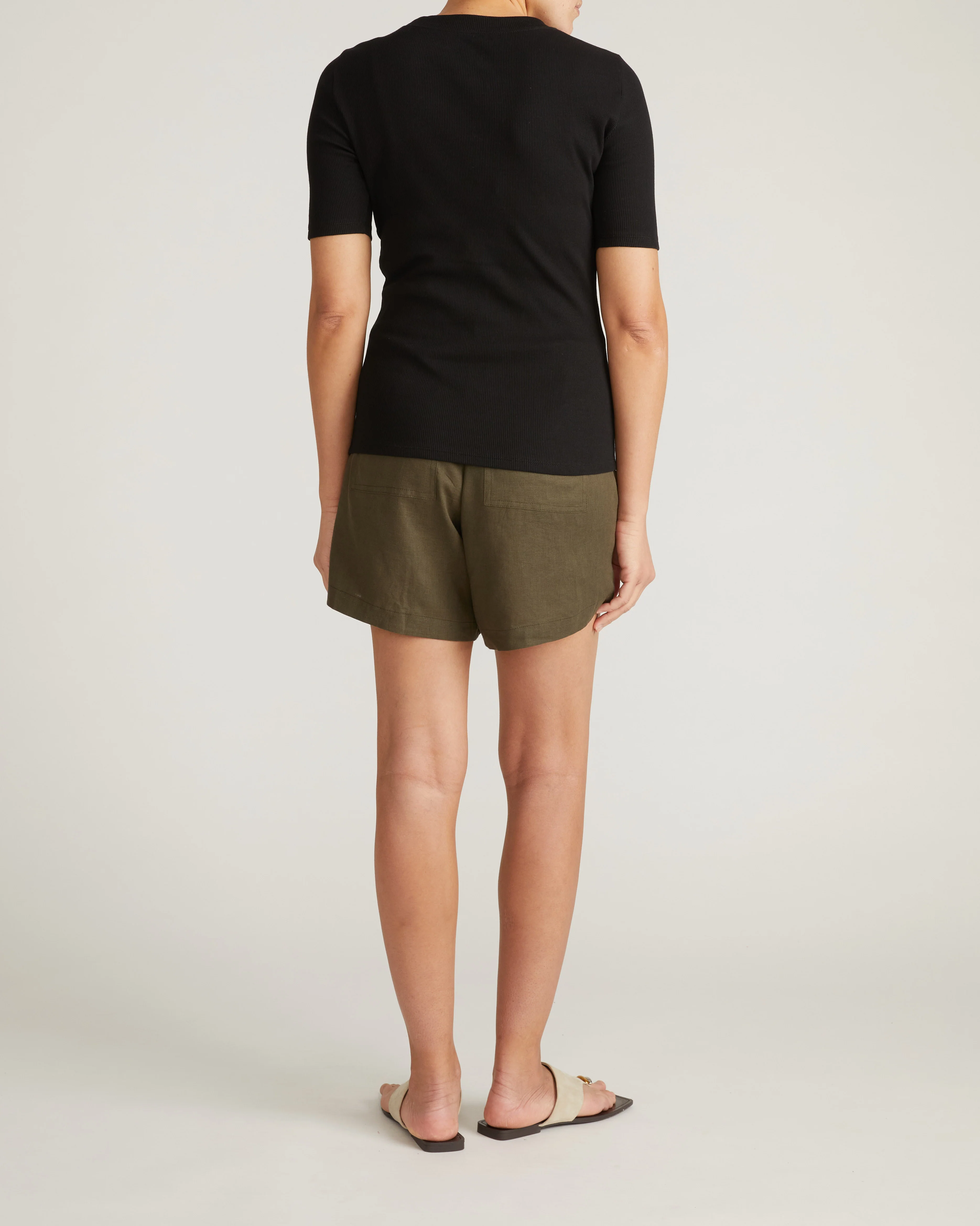 Classic Ribbed Tee - Black - Image 7