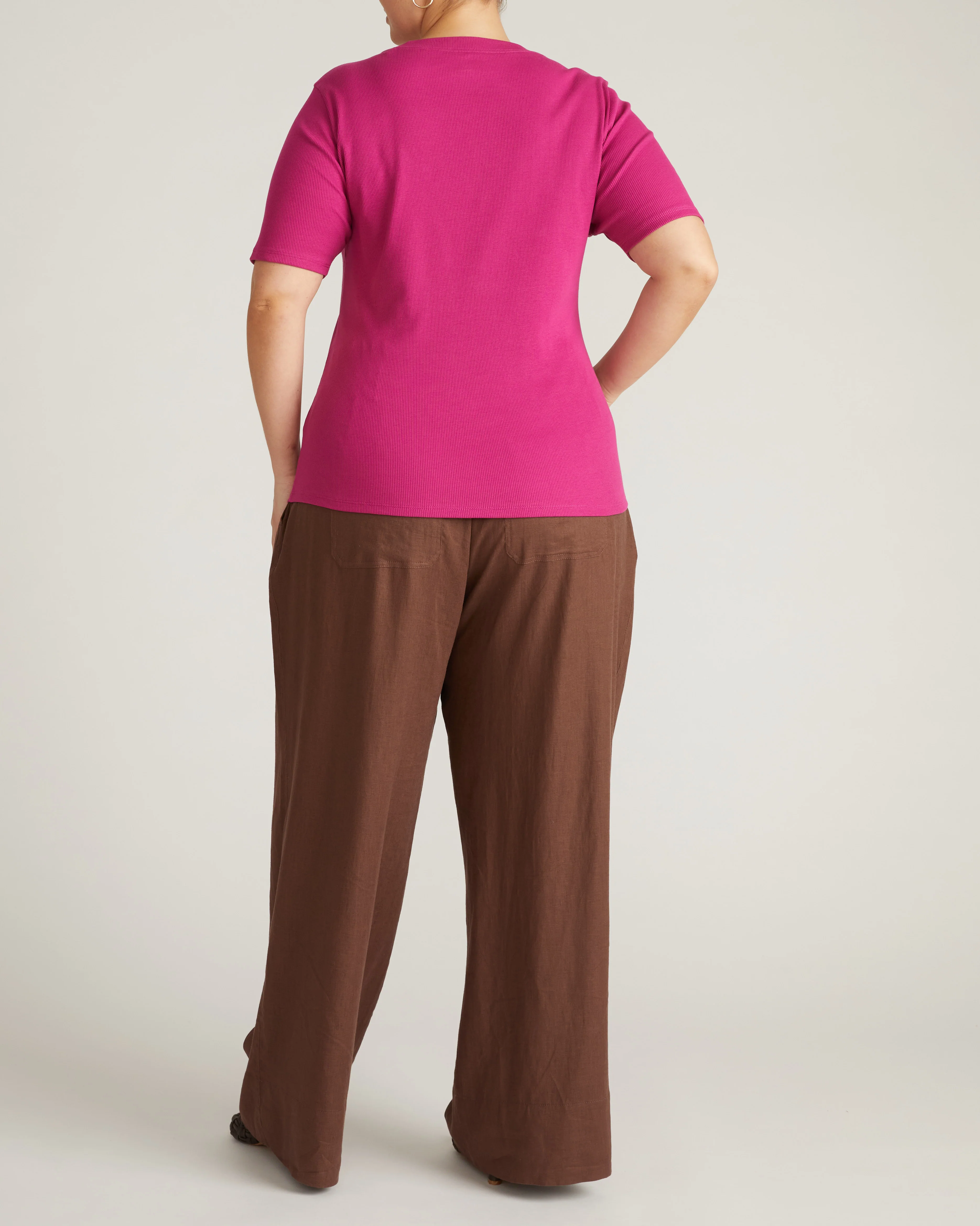 Classic Ribbed Tee - Hyper Pink - Image 5