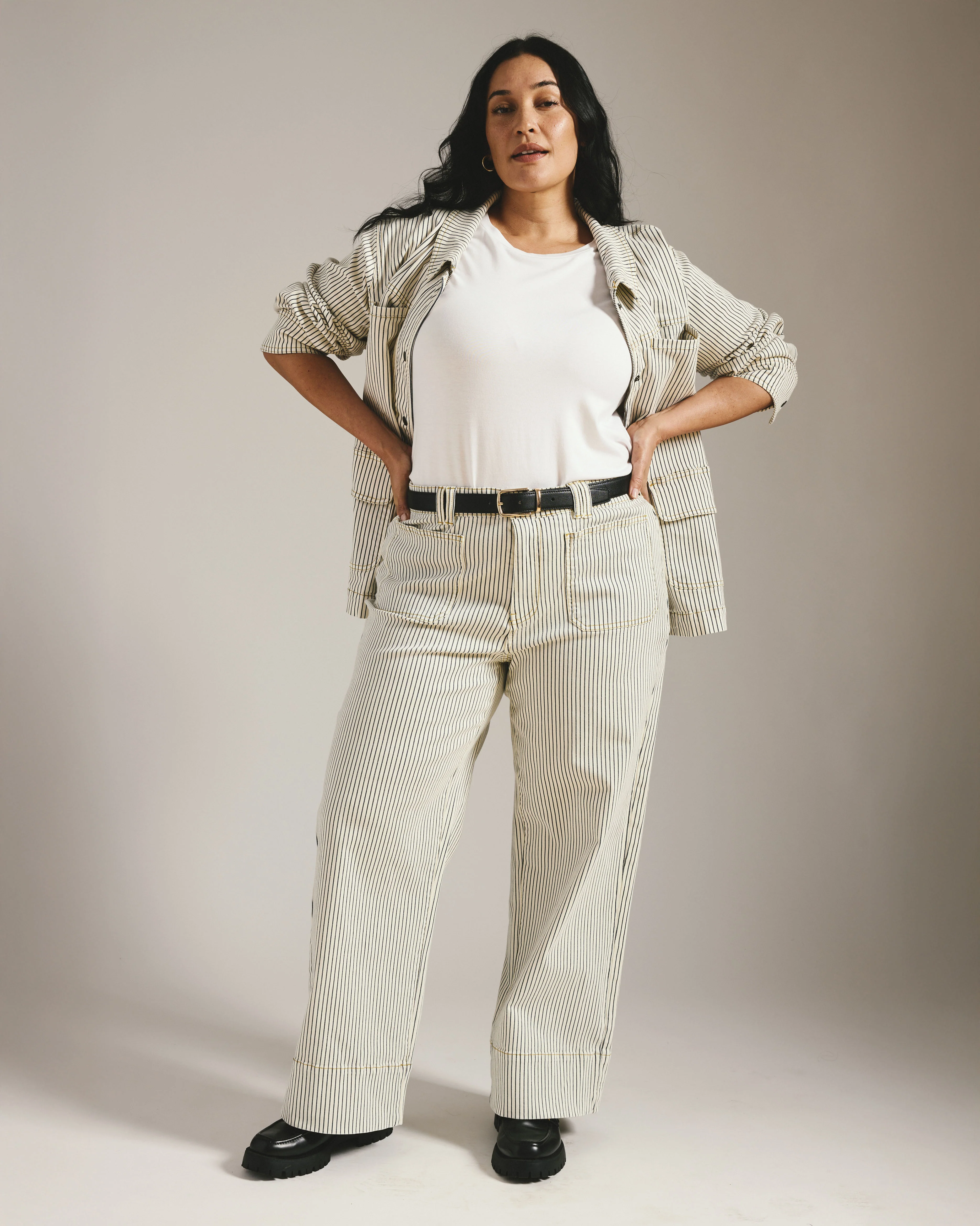 Claudia High Rise Stretch Jeans - Railroad Stripe - Image 4