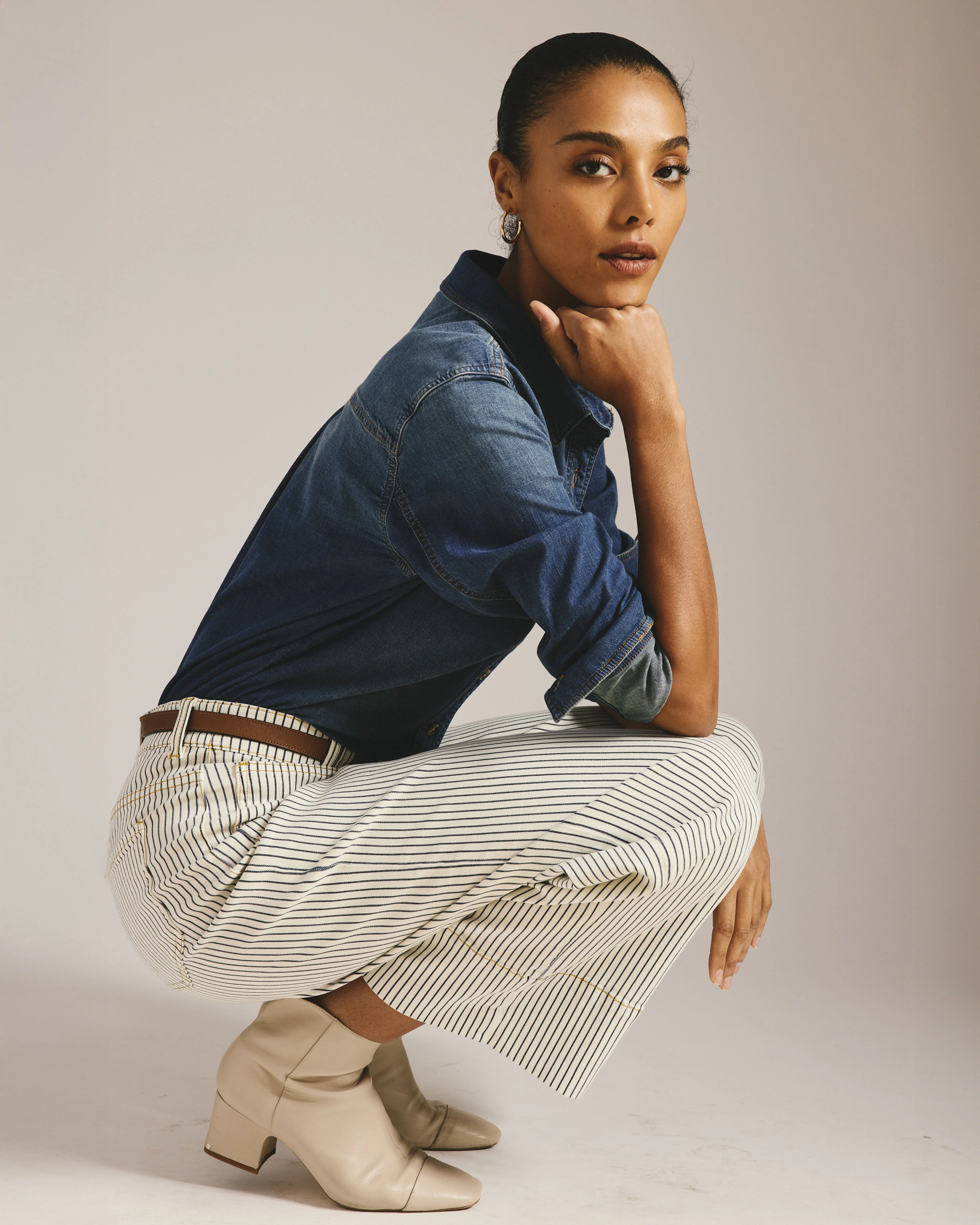 Claudia High Rise Stretch Jeans - Railroad Stripe - Image 6