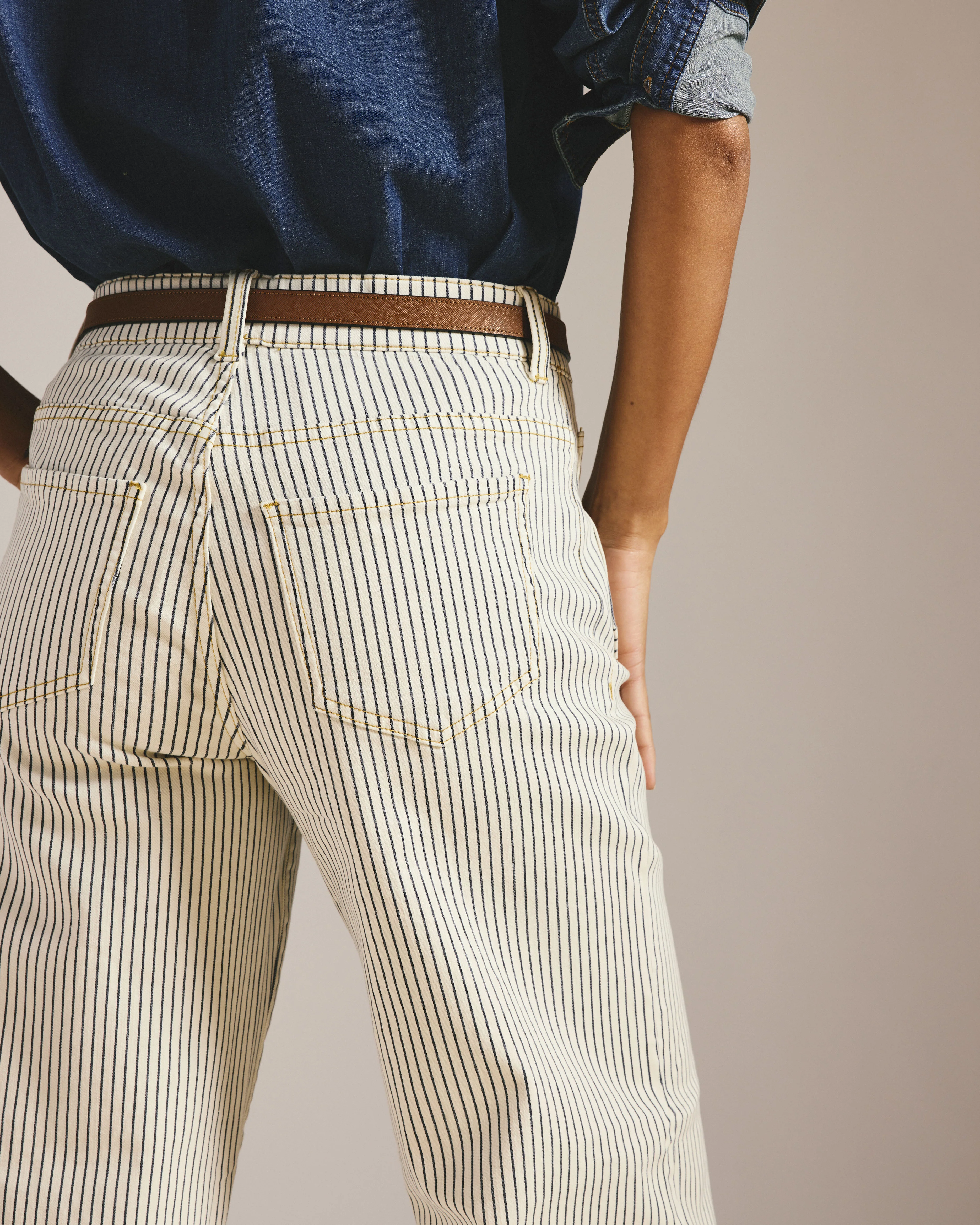 Claudia High Rise Stretch Jeans - Railroad Stripe - Image 8