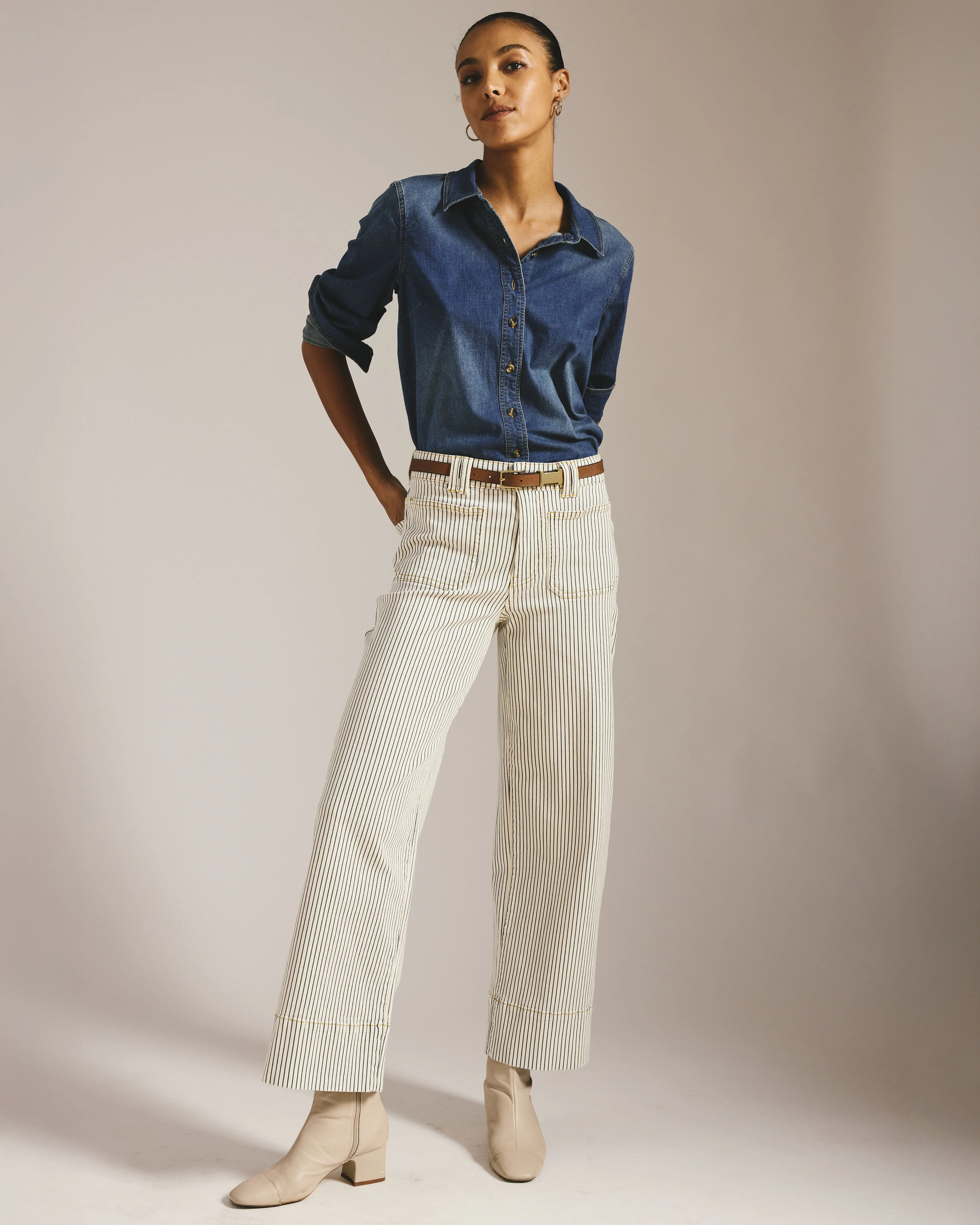 Claudia High Rise Stretch Jeans - Railroad Stripe - Image 9