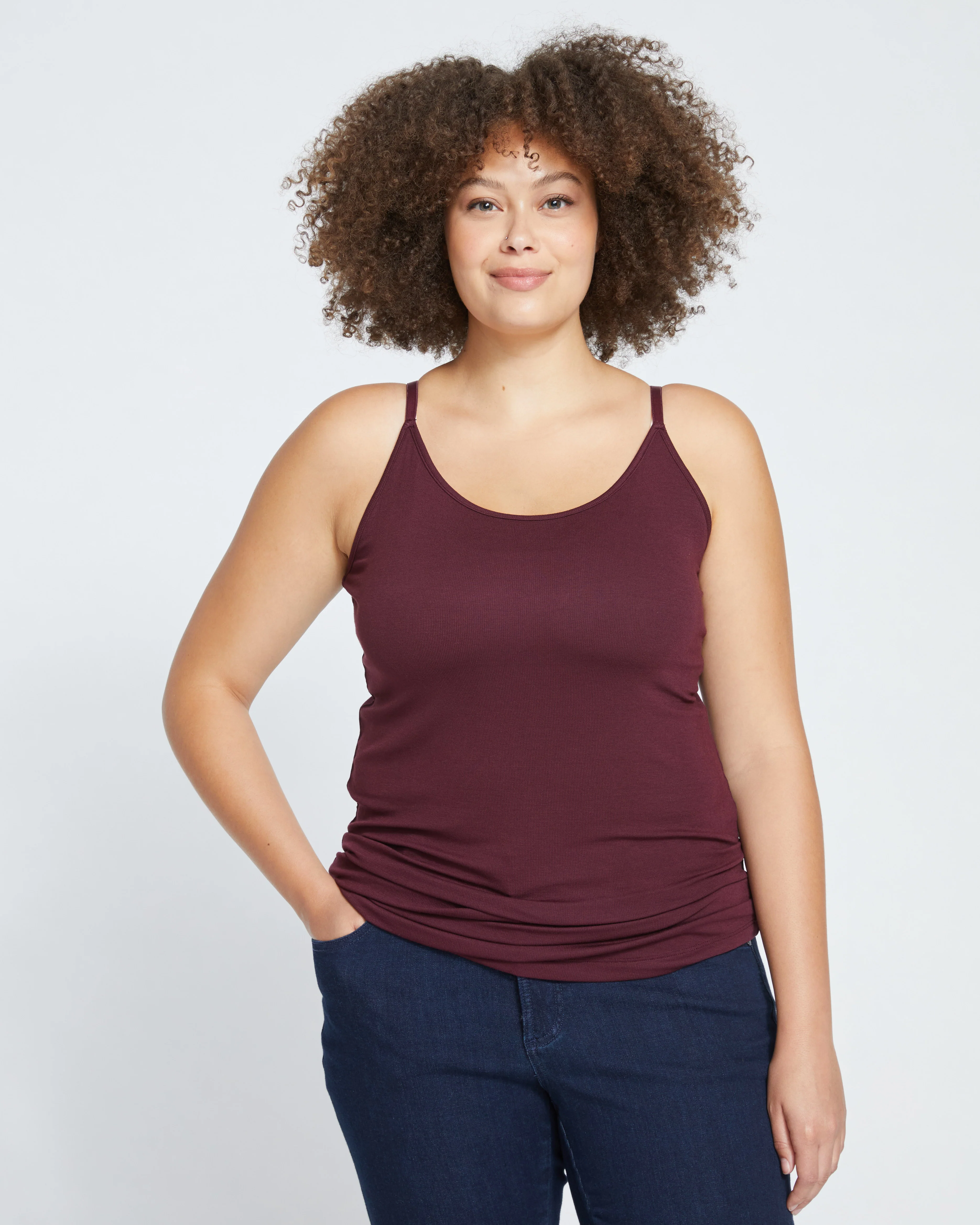 Cloud Rib Camisole - Black Cherry - Image 6