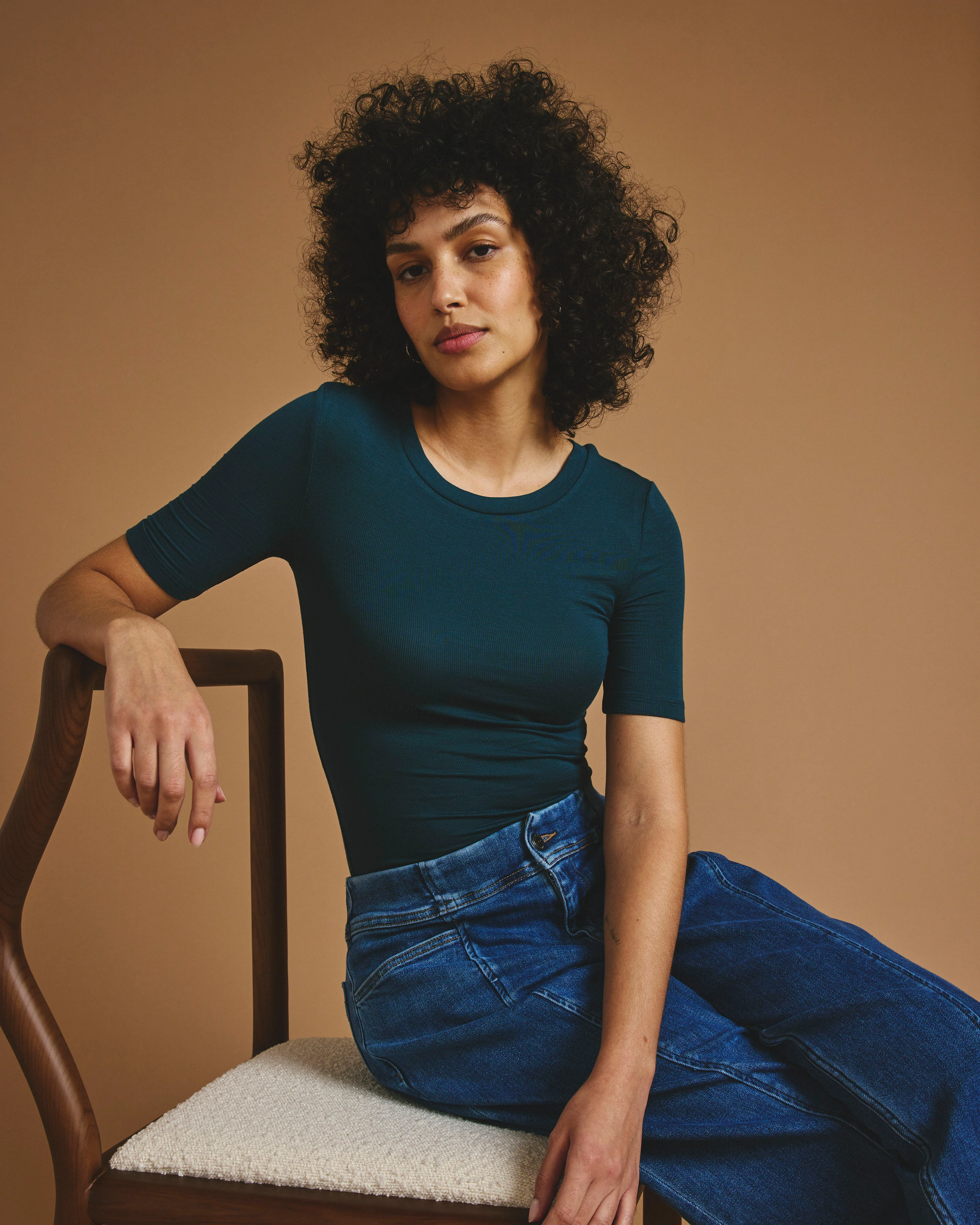 Cloud Rib Short Sleeve Crew Neck Tee - Deep Sea - Image 2