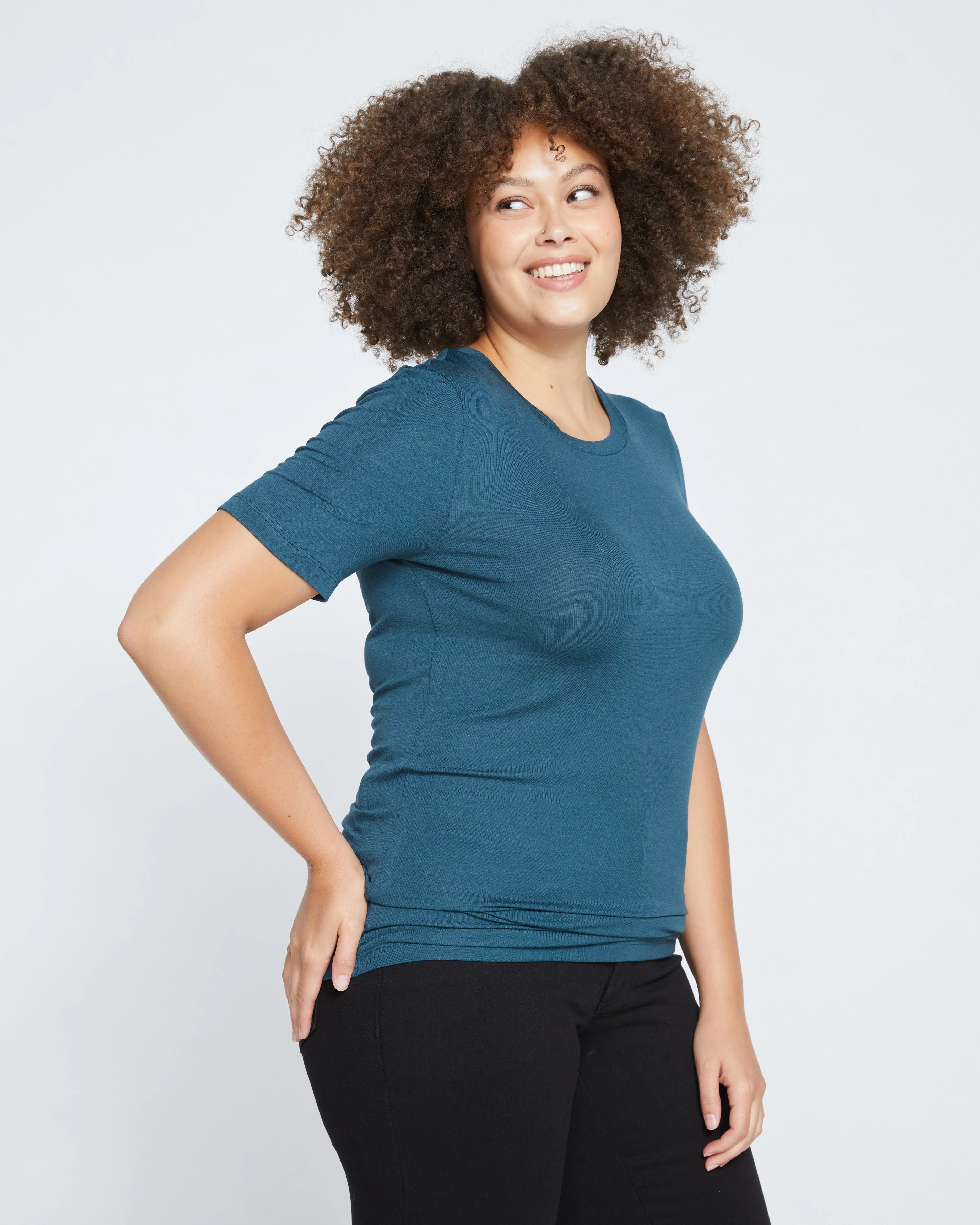 Cloud Rib Short Sleeve Crew Neck Tee - Deep Sea - Image 5