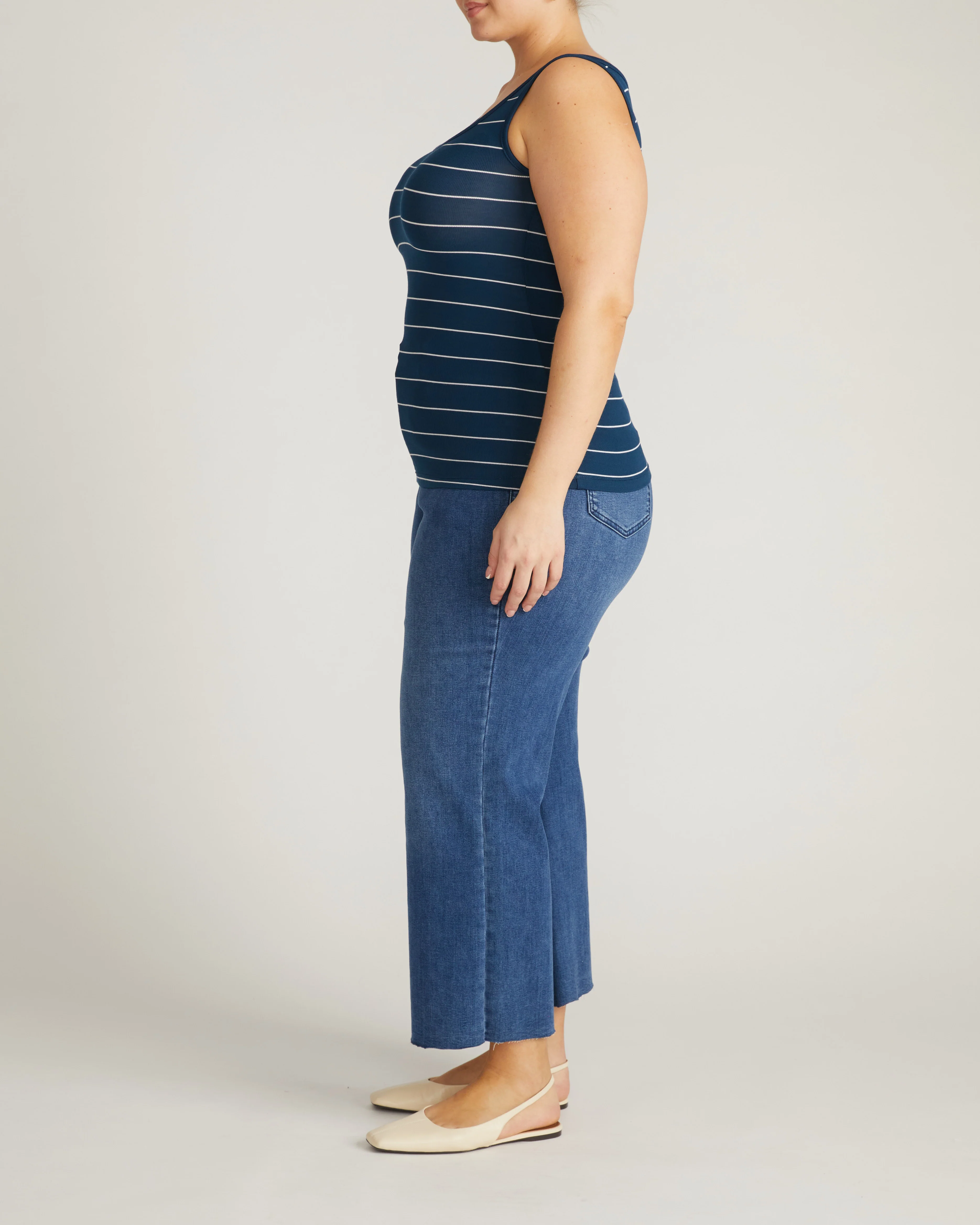 Cloud Rib Tank - Teal/White Microstripe - Image 4