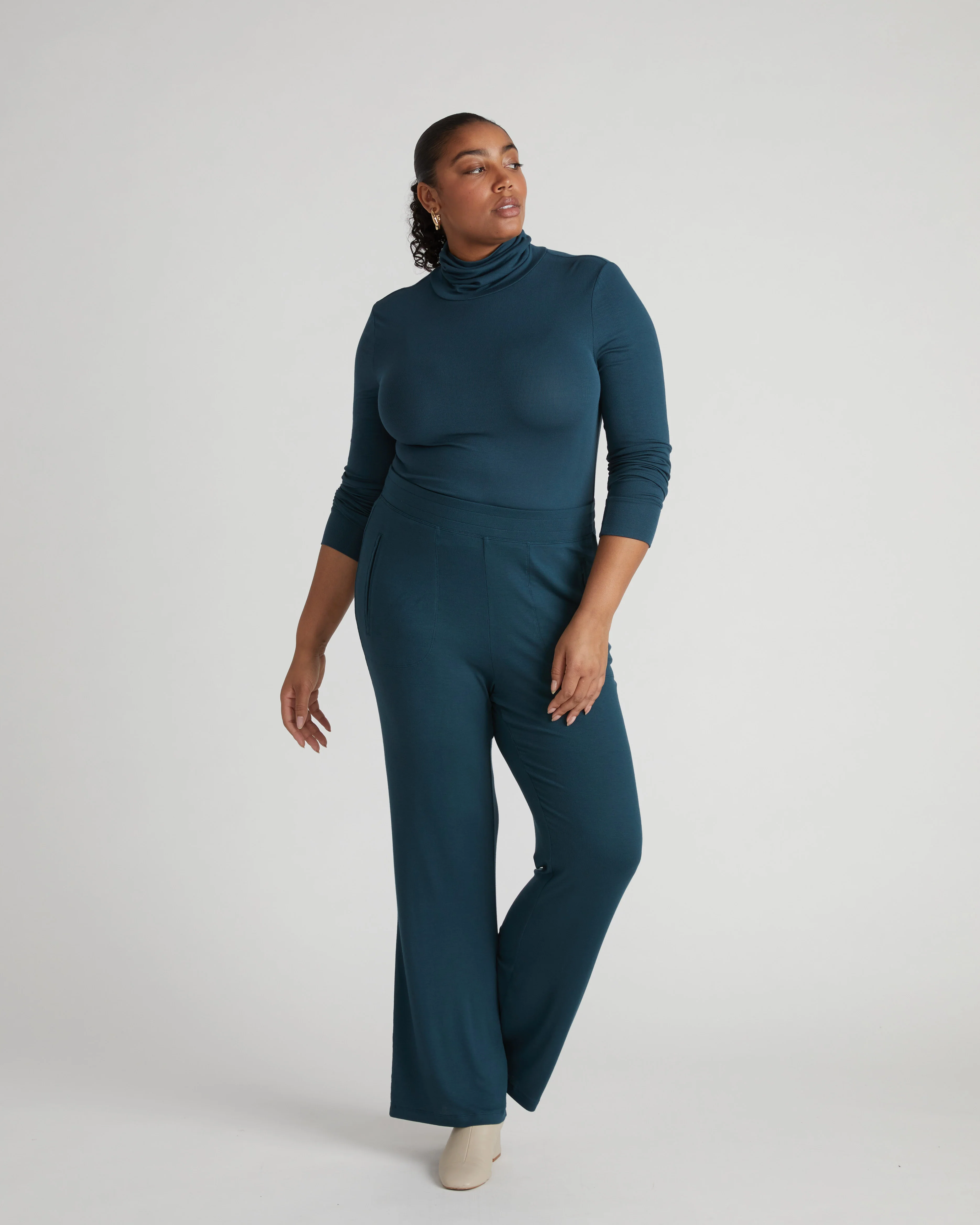Cloud Rib Turtleneck - Deep Sea - Image 2