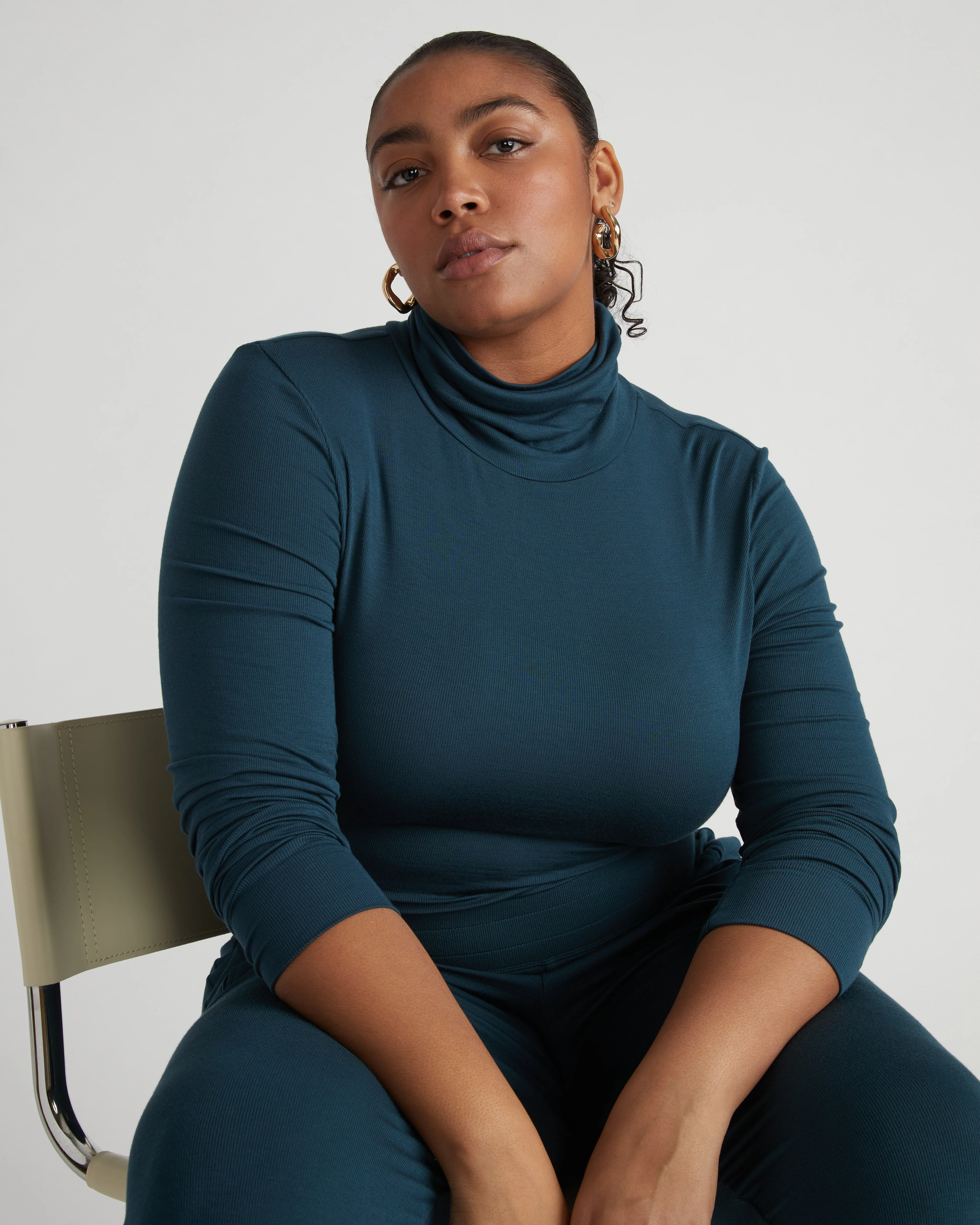 Cloud Rib Turtleneck - Deep Sea - Image 3