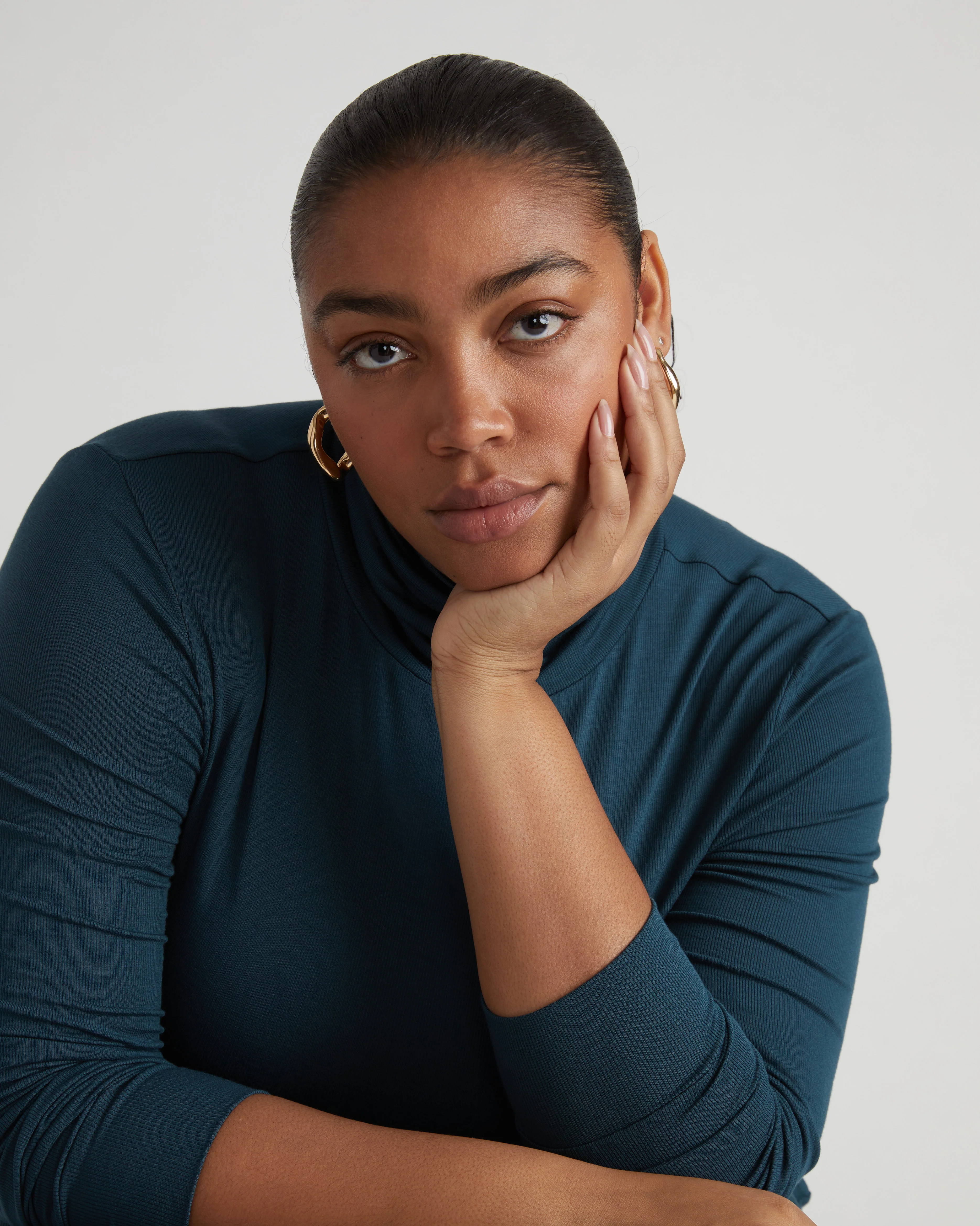 Cloud Rib Turtleneck - Deep Sea - Image 4