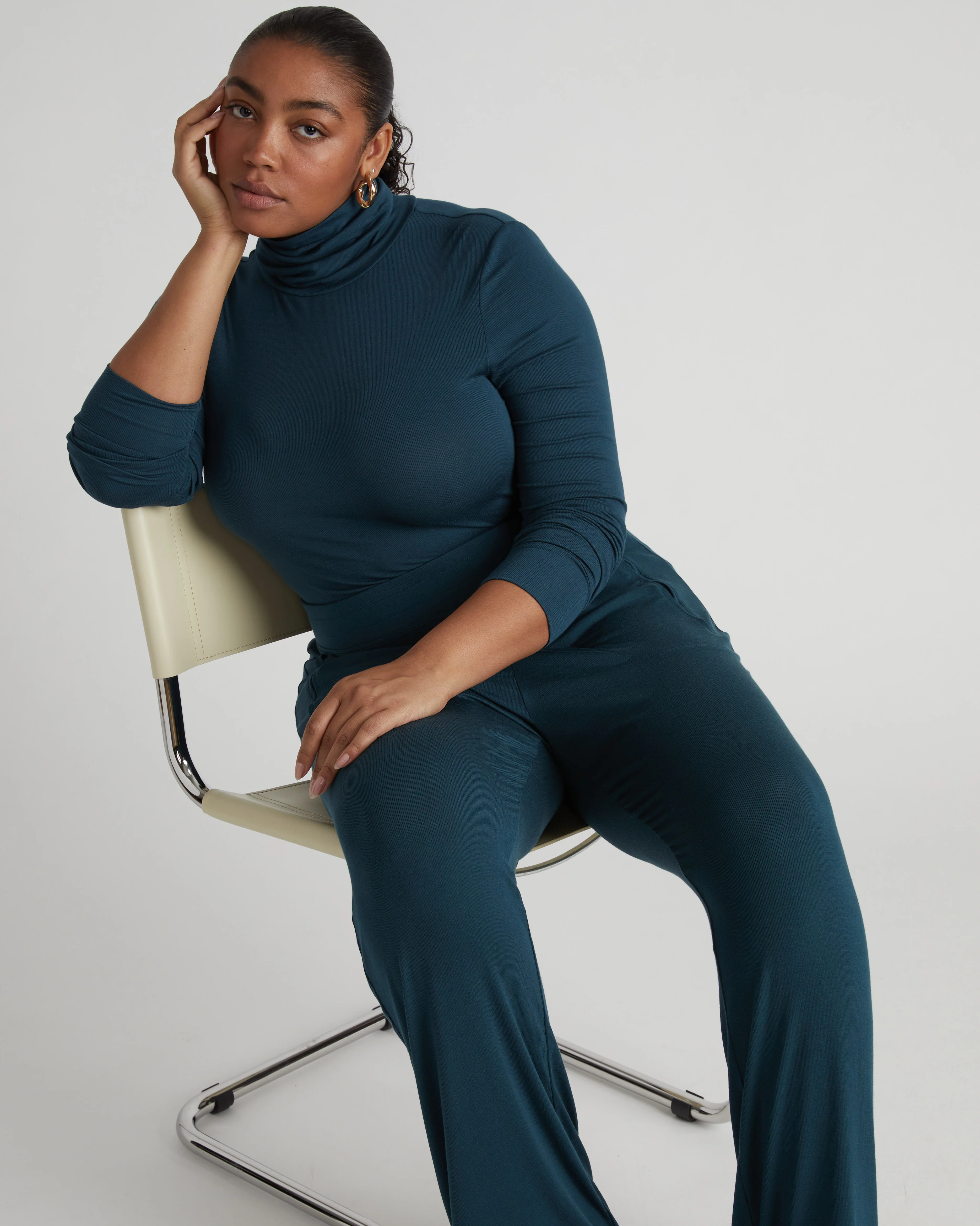 Cloud Rib Turtleneck - Deep Sea - Image 5