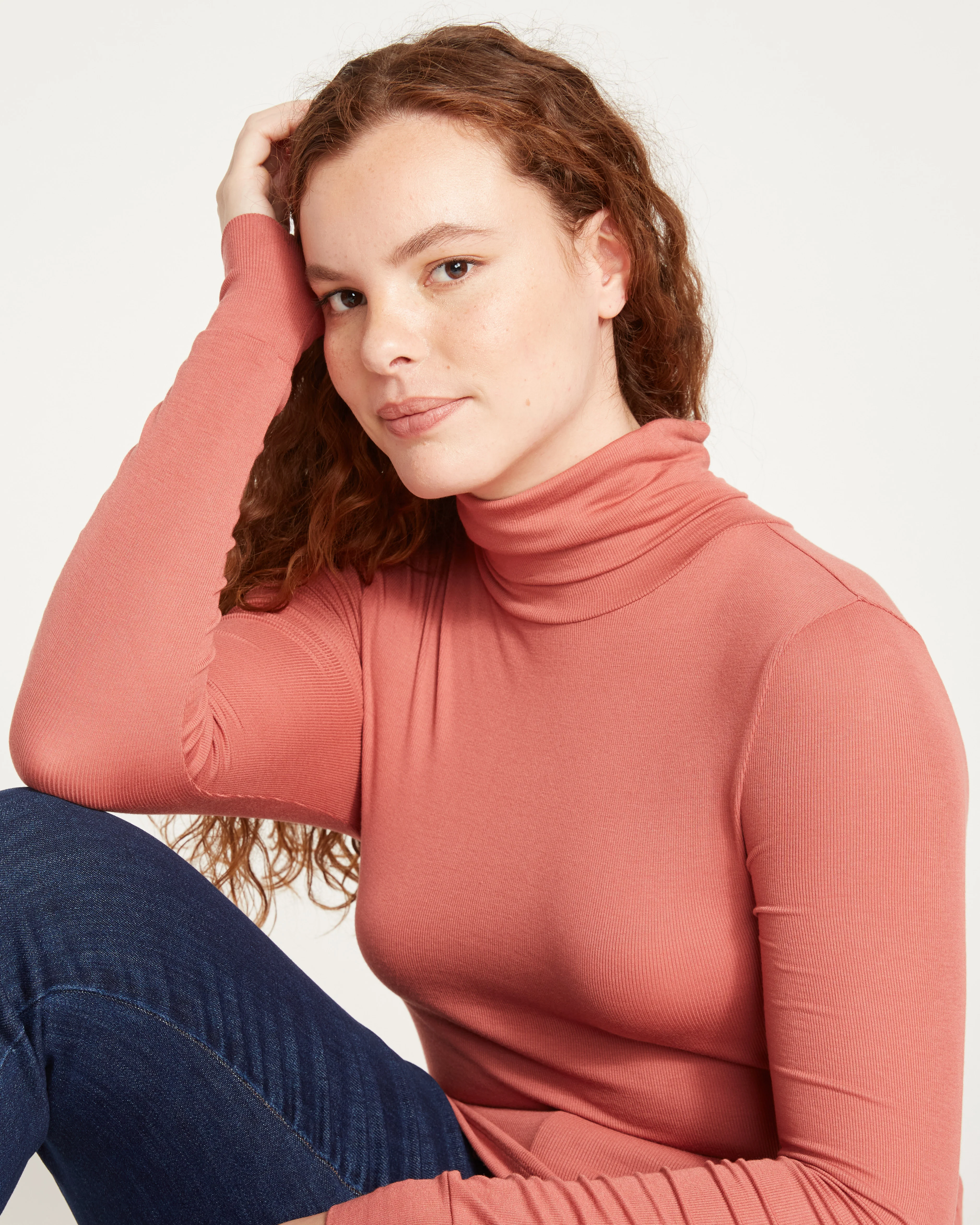 Cloud Rib Turtleneck - Terracotta - Image 2