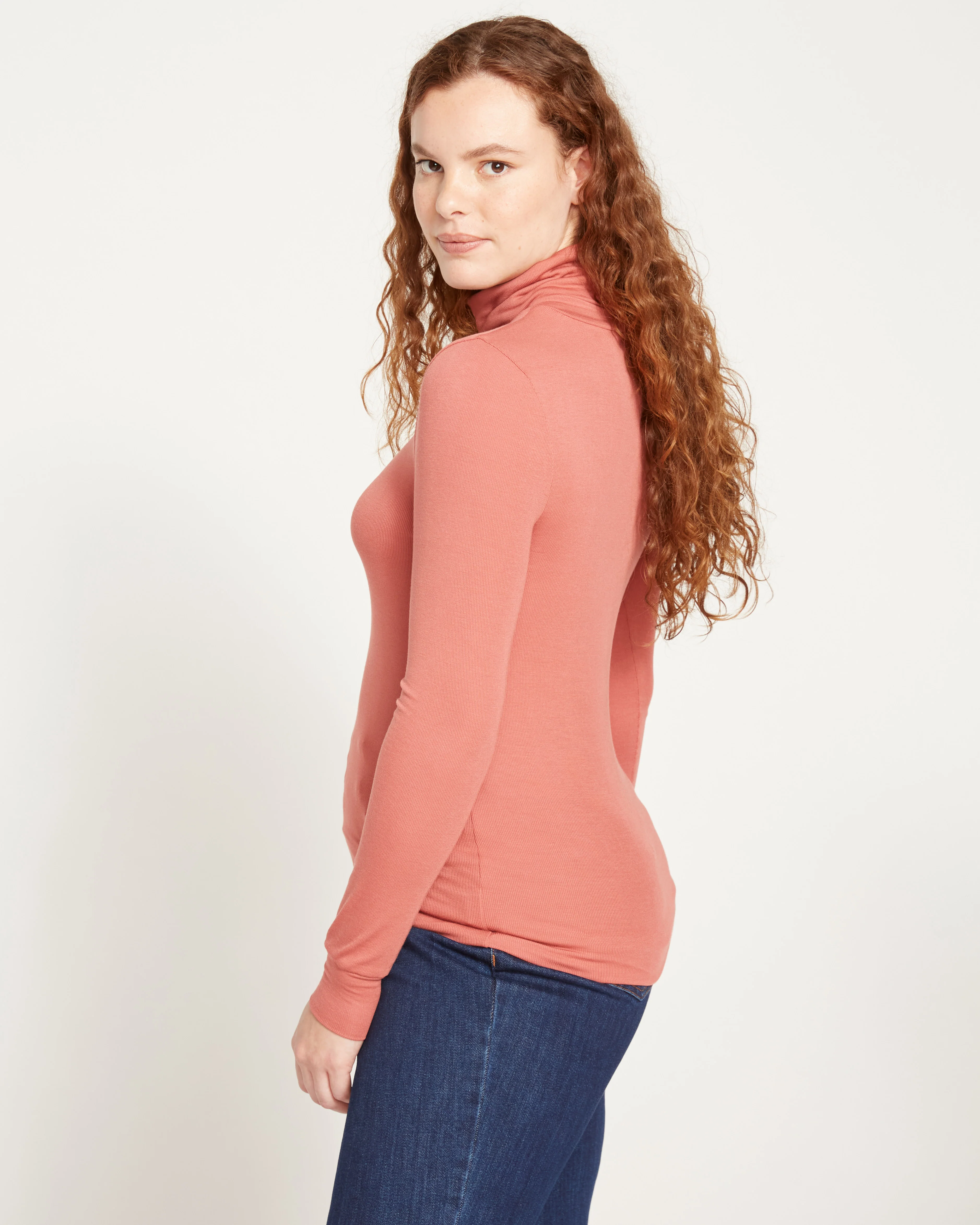 Cloud Rib Turtleneck - Terracotta - Image 5