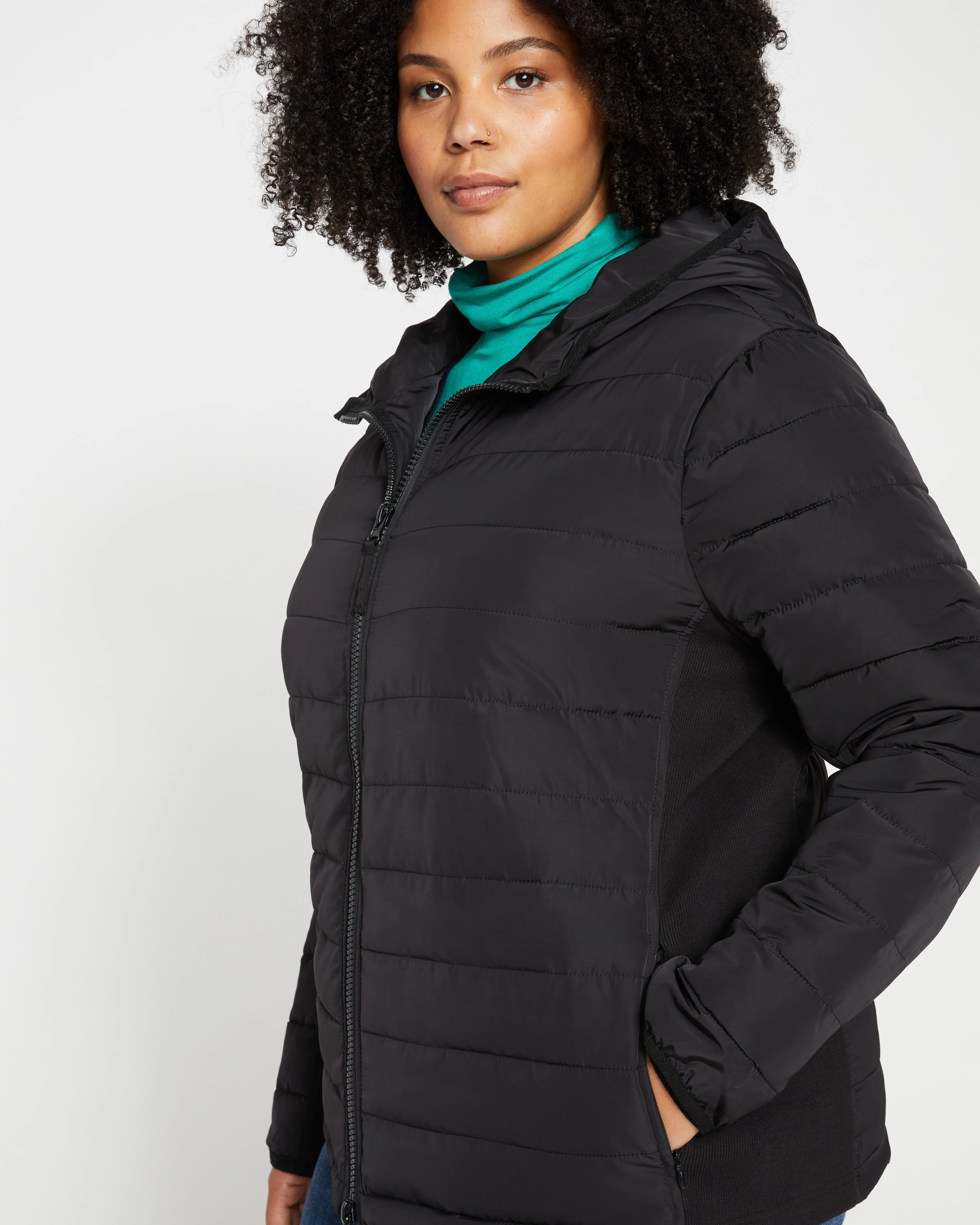 Comfort Panel Light Down Jacket - Black - Image 2