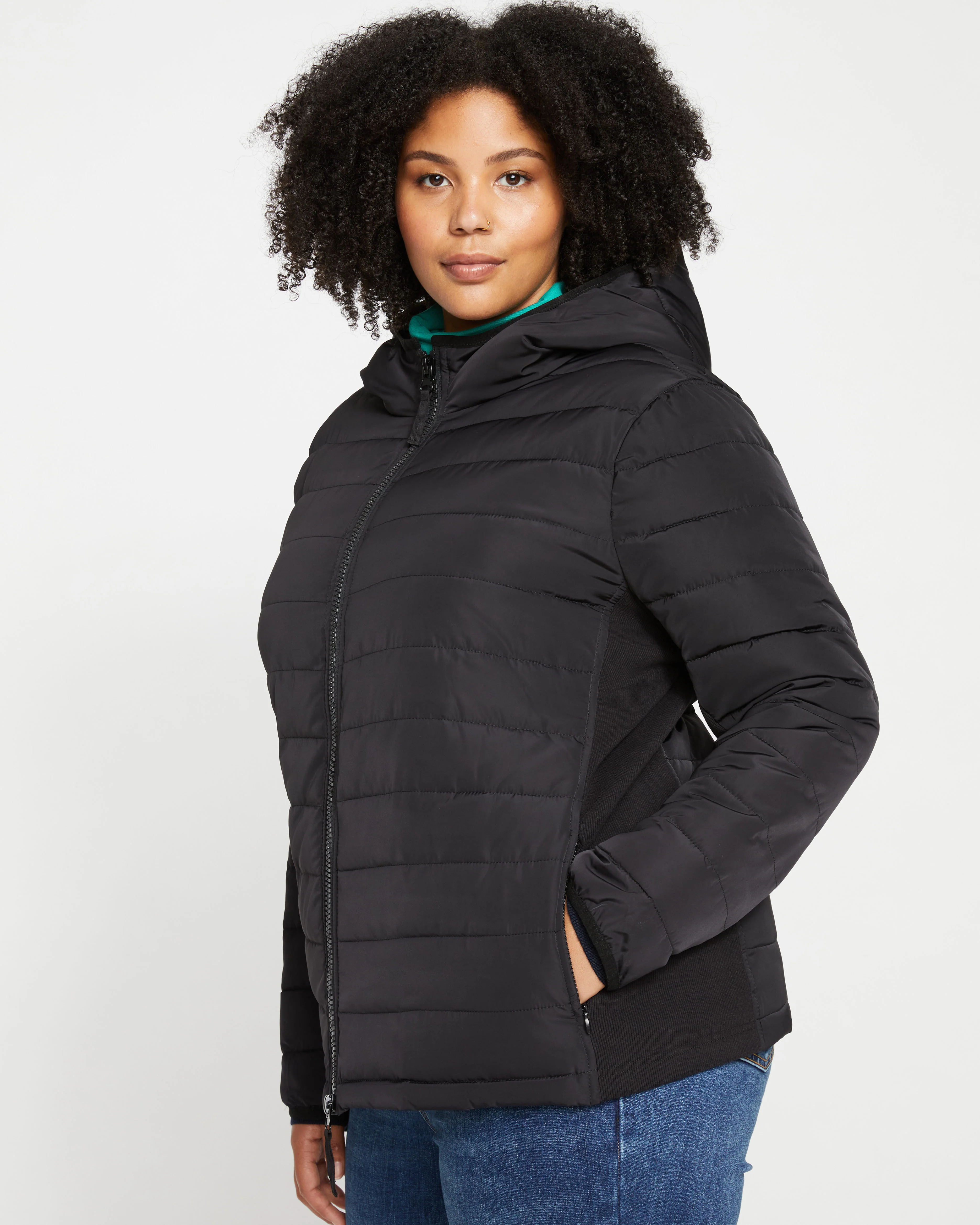Comfort Panel Light Down Jacket - Black - Image 3