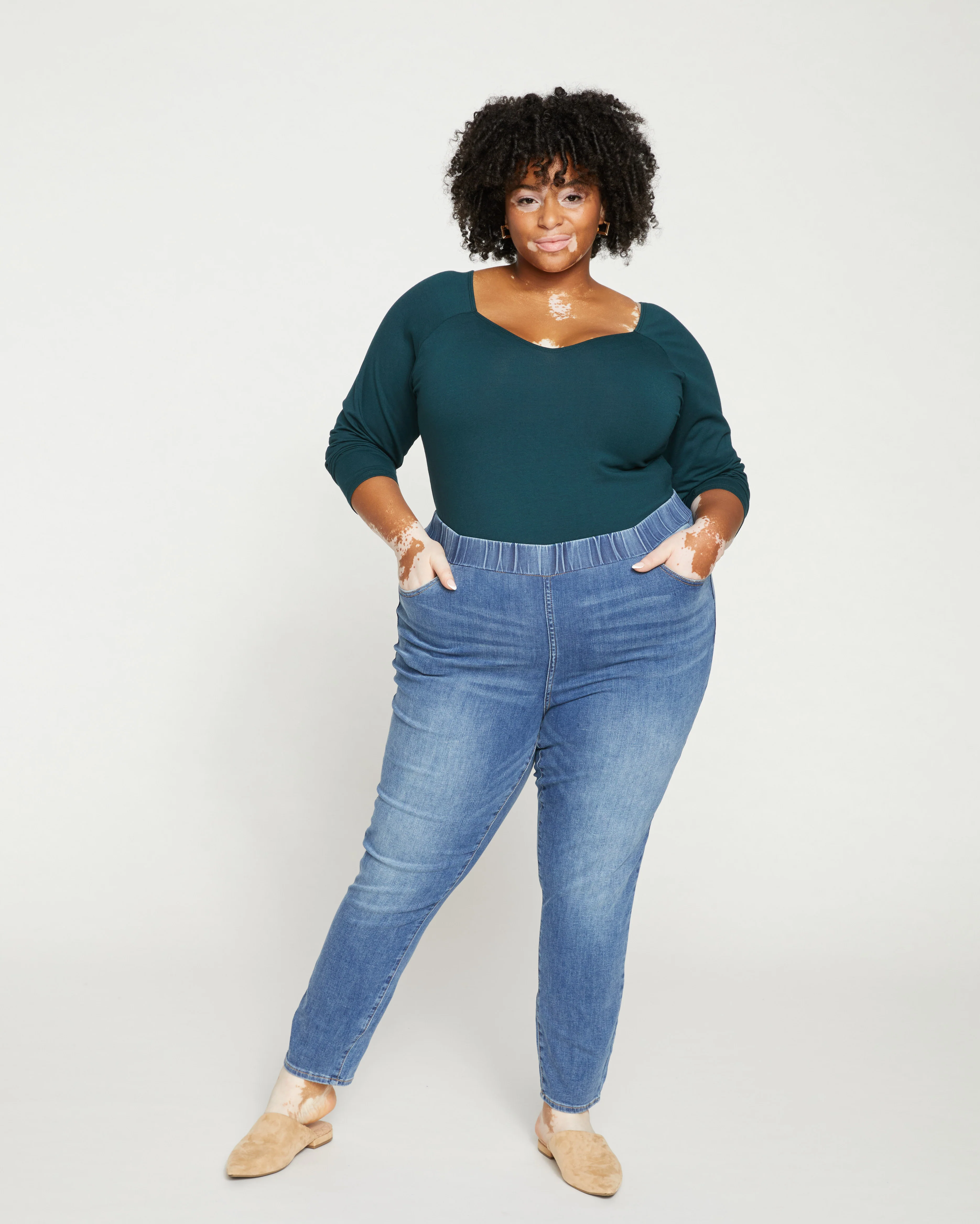 ComfortDenim Dont Call Them Jeggings - Western Blue Wash - Image 2