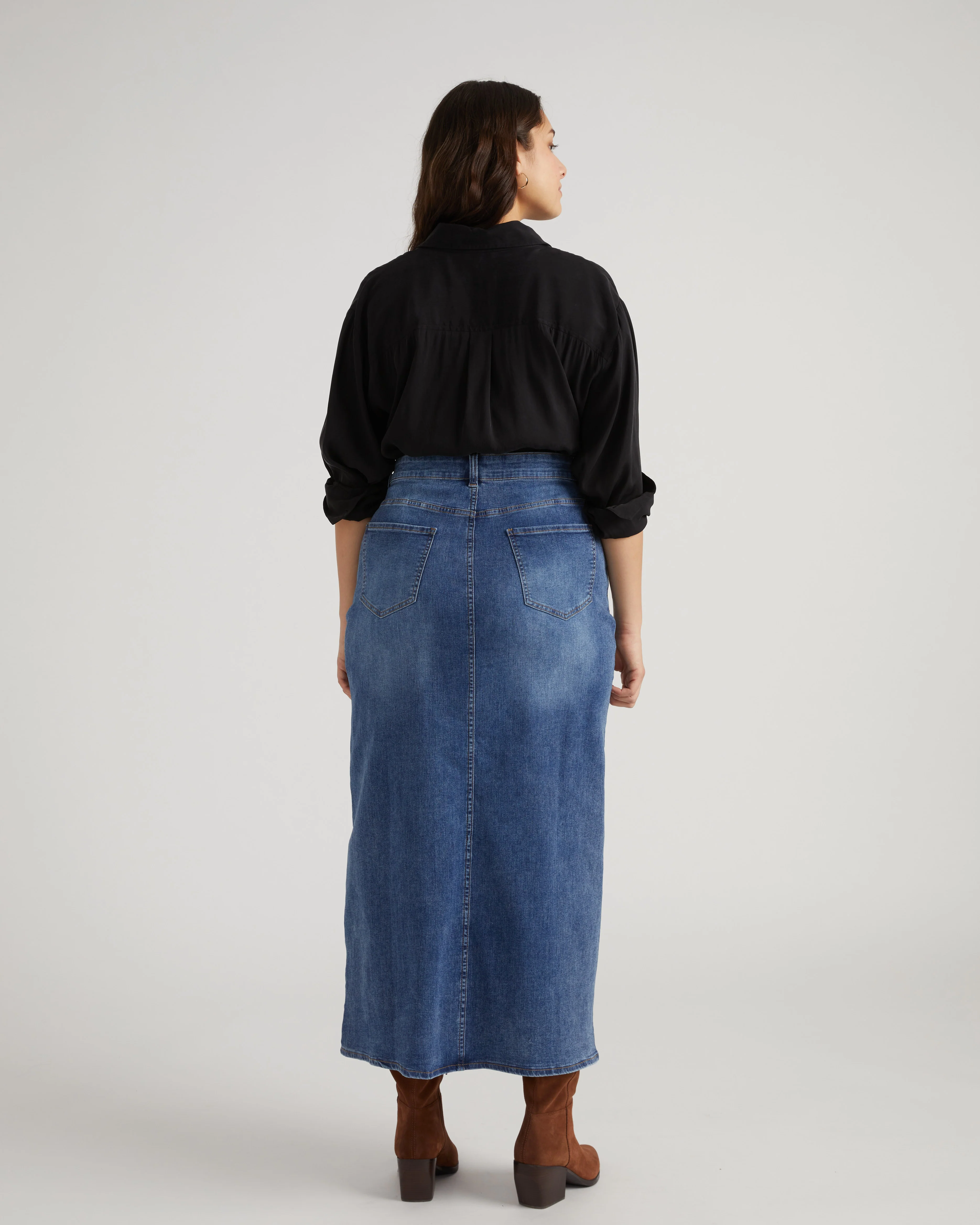 ComfortDenim Maxi Skirt - Western Blue Wash - Image 6