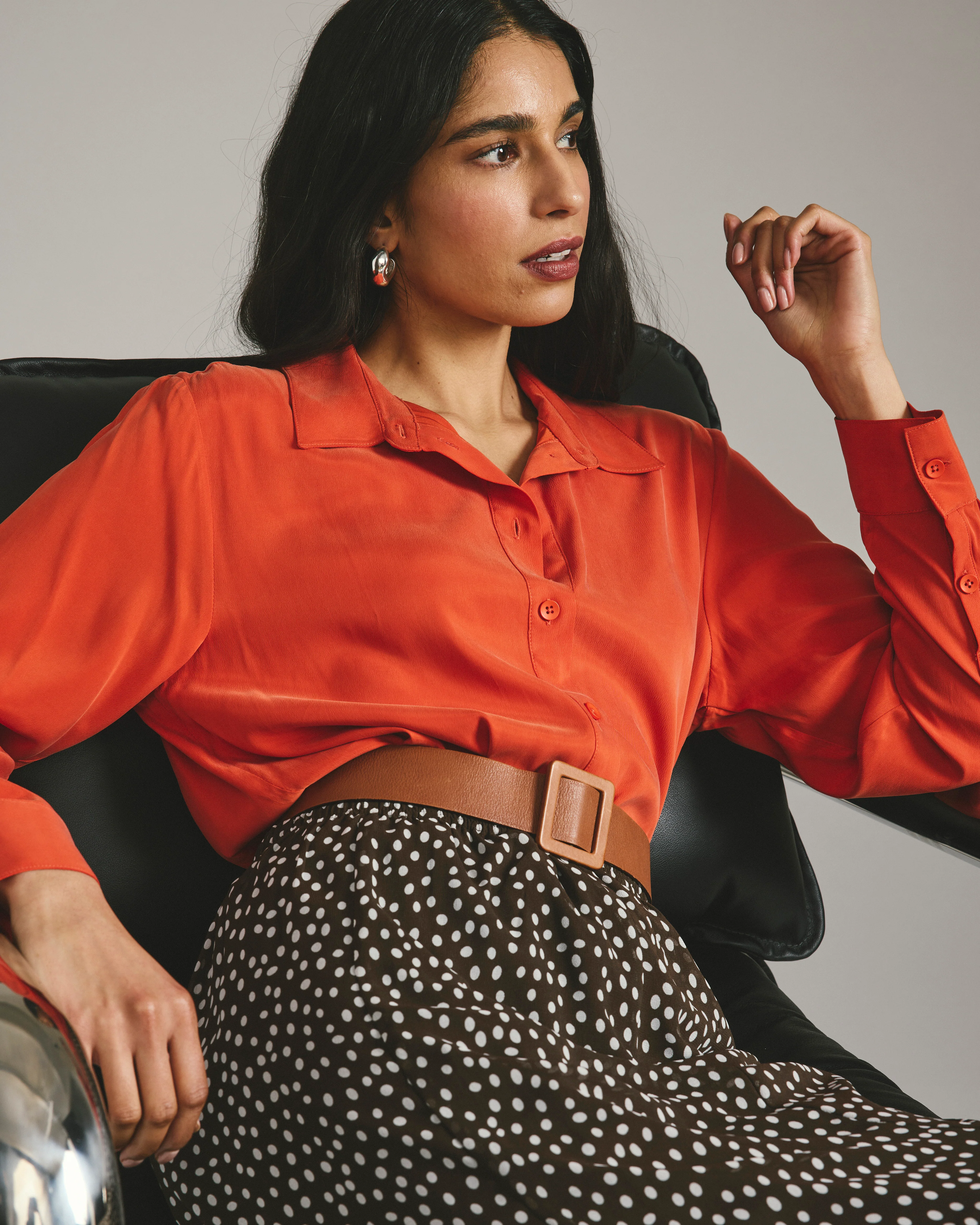 Cooling Stretch Cupro Artist Shirt - Orange Flame - Image 2