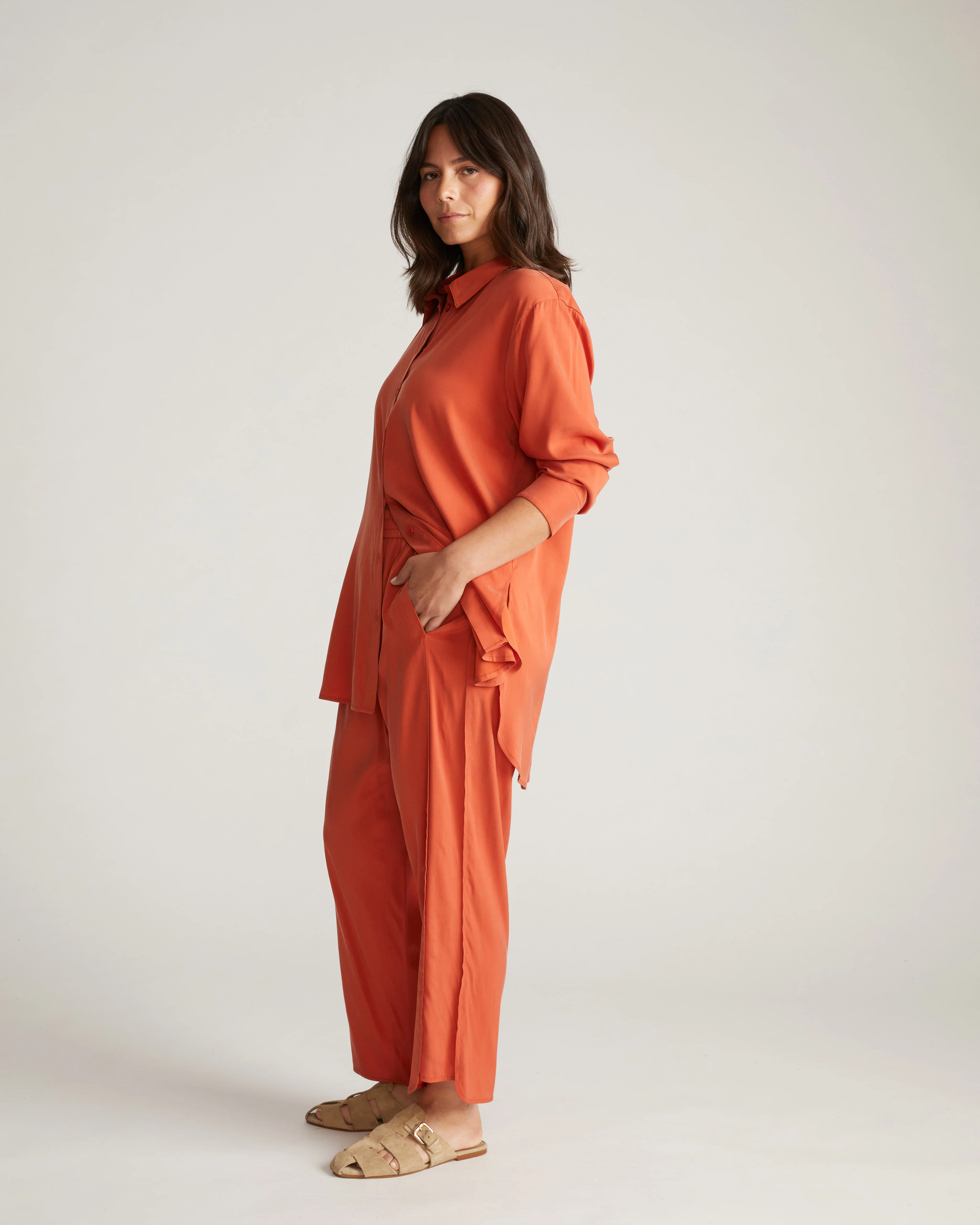 Cooling Stretch Cupro Pants - Warm Russet - Image 2