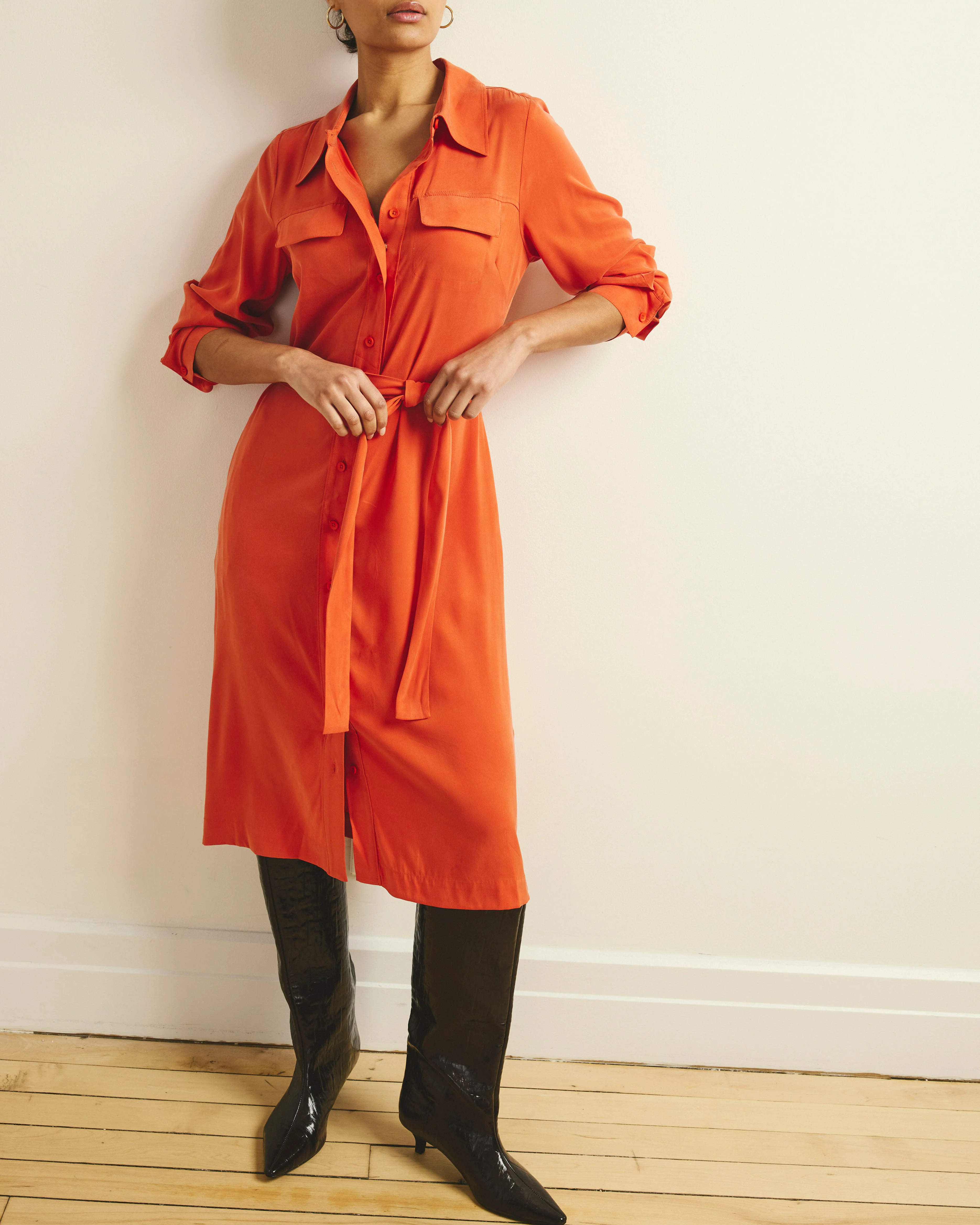 Cooling Stretch Cupro Savannah Dress - Orange Flame - Image 4