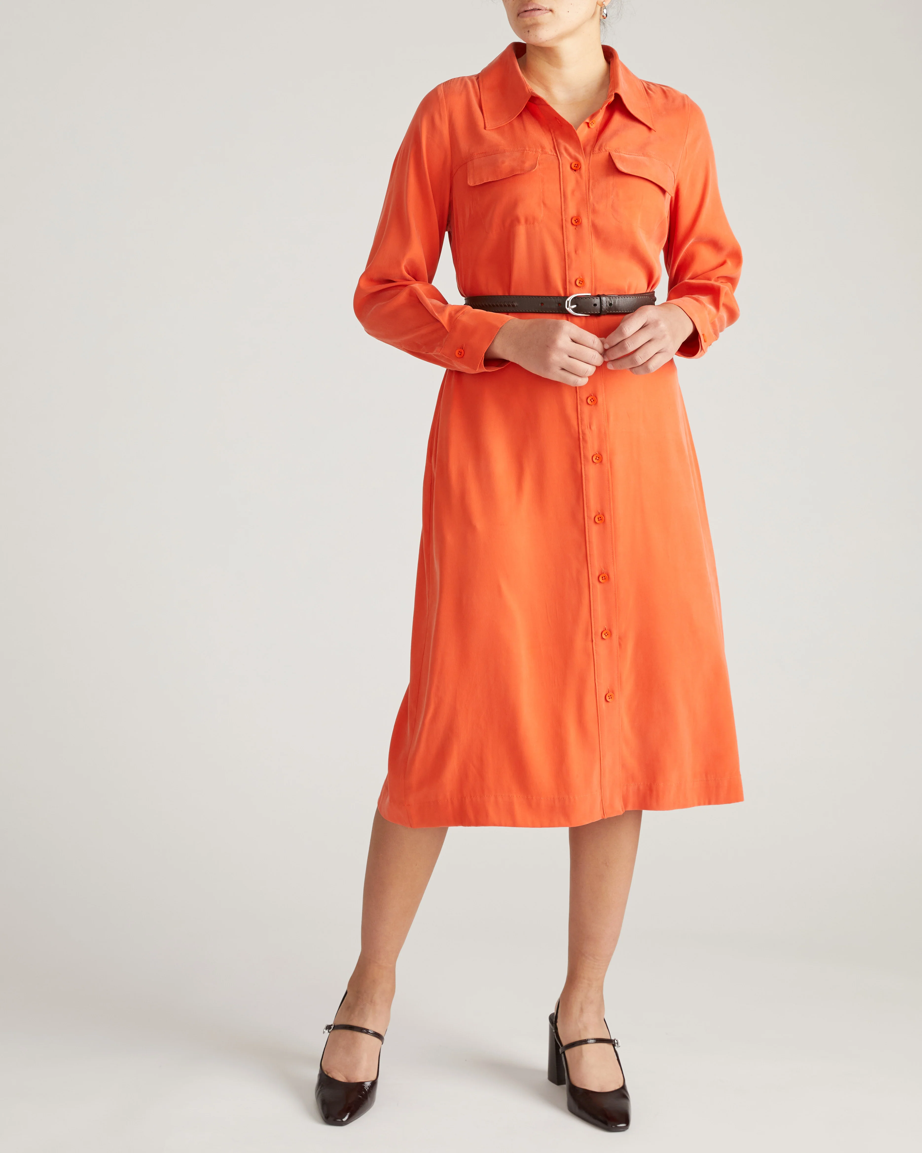 Cooling Stretch Cupro Savannah Dress - Orange Flame - Image 5