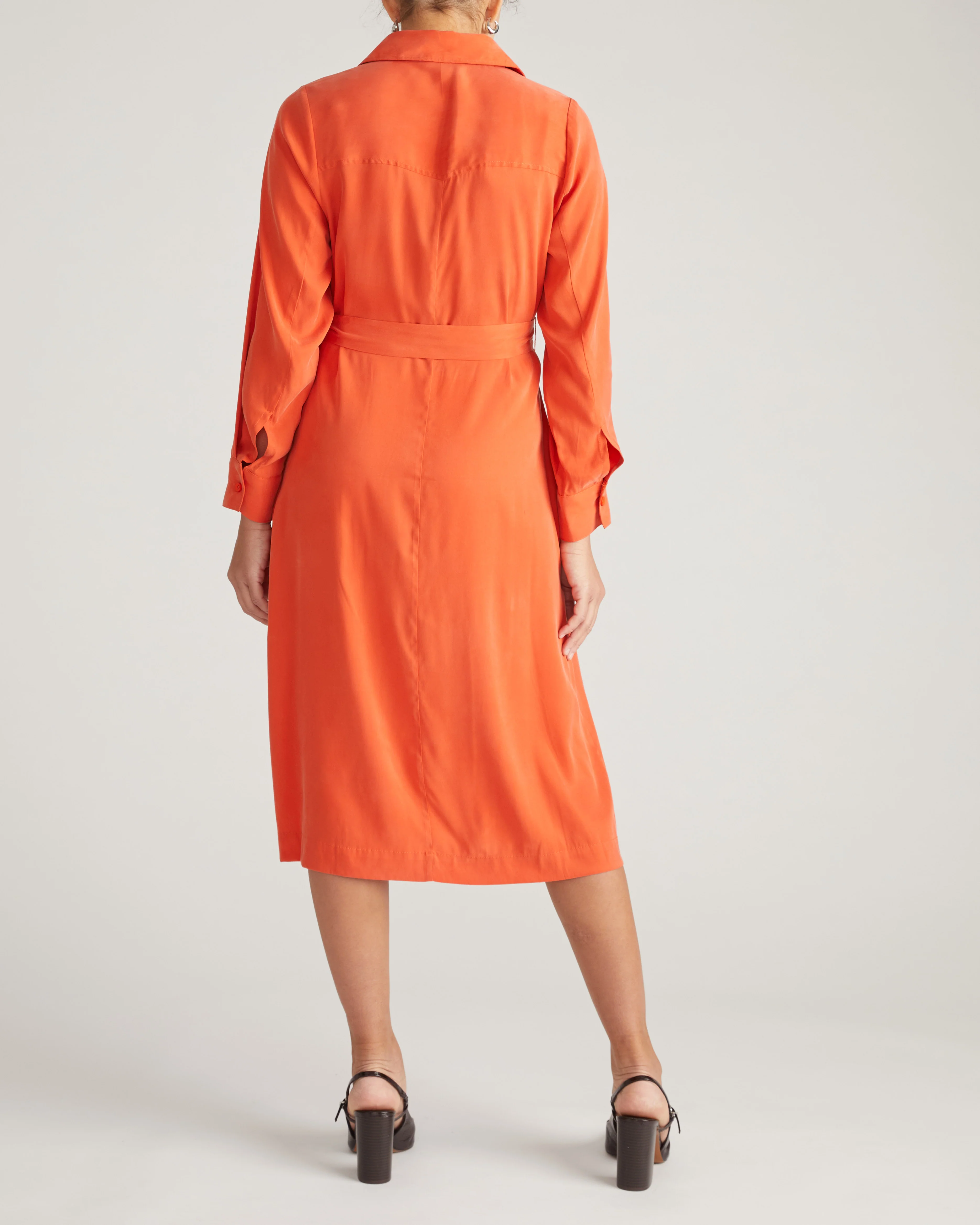 Cooling Stretch Cupro Savannah Dress - Orange Flame - Image 7