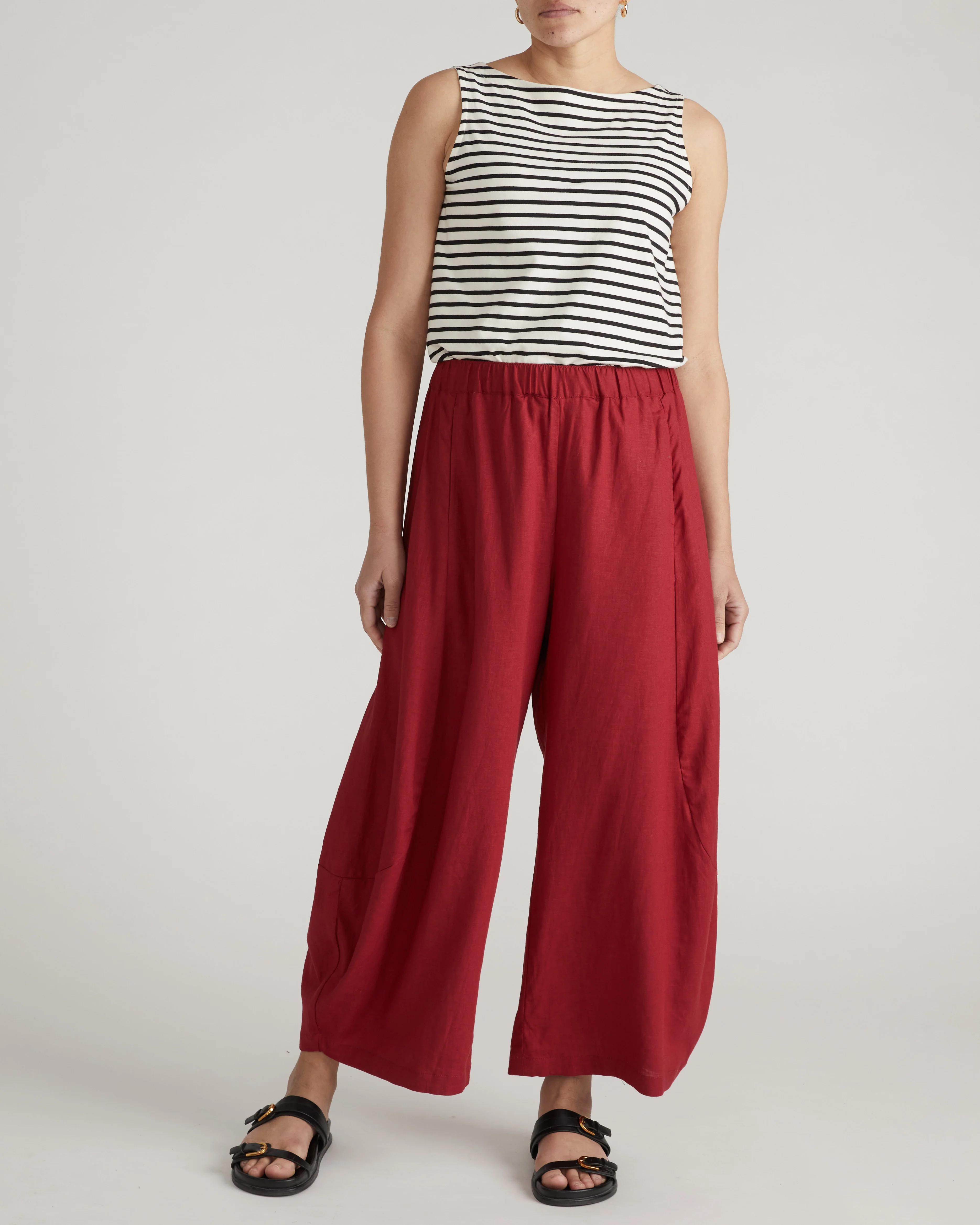 Cosma Barrel Leg Linen Pants - Vibrant Red - Image 4