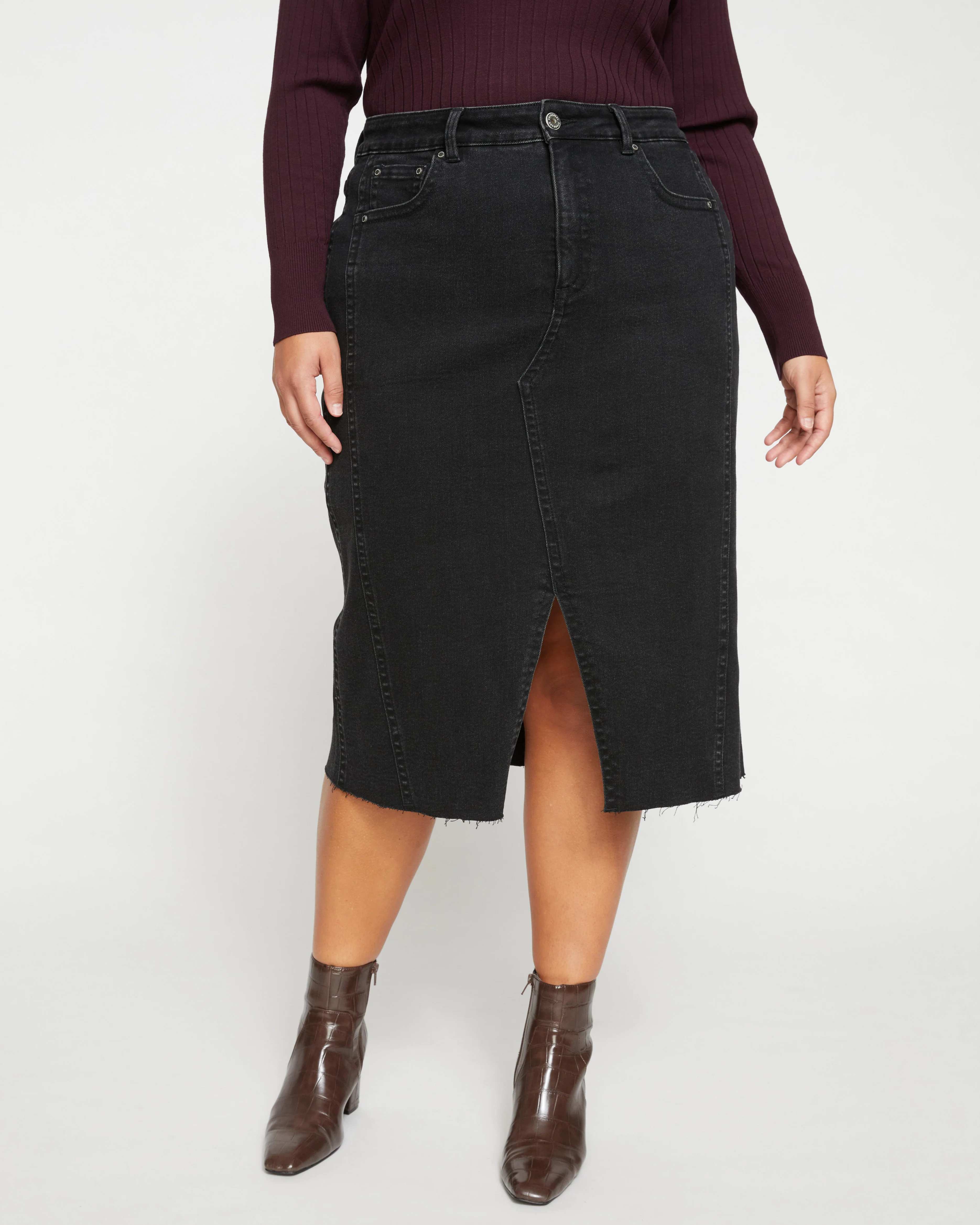 Dakota Denim Skirt - Broken Black - Image 4