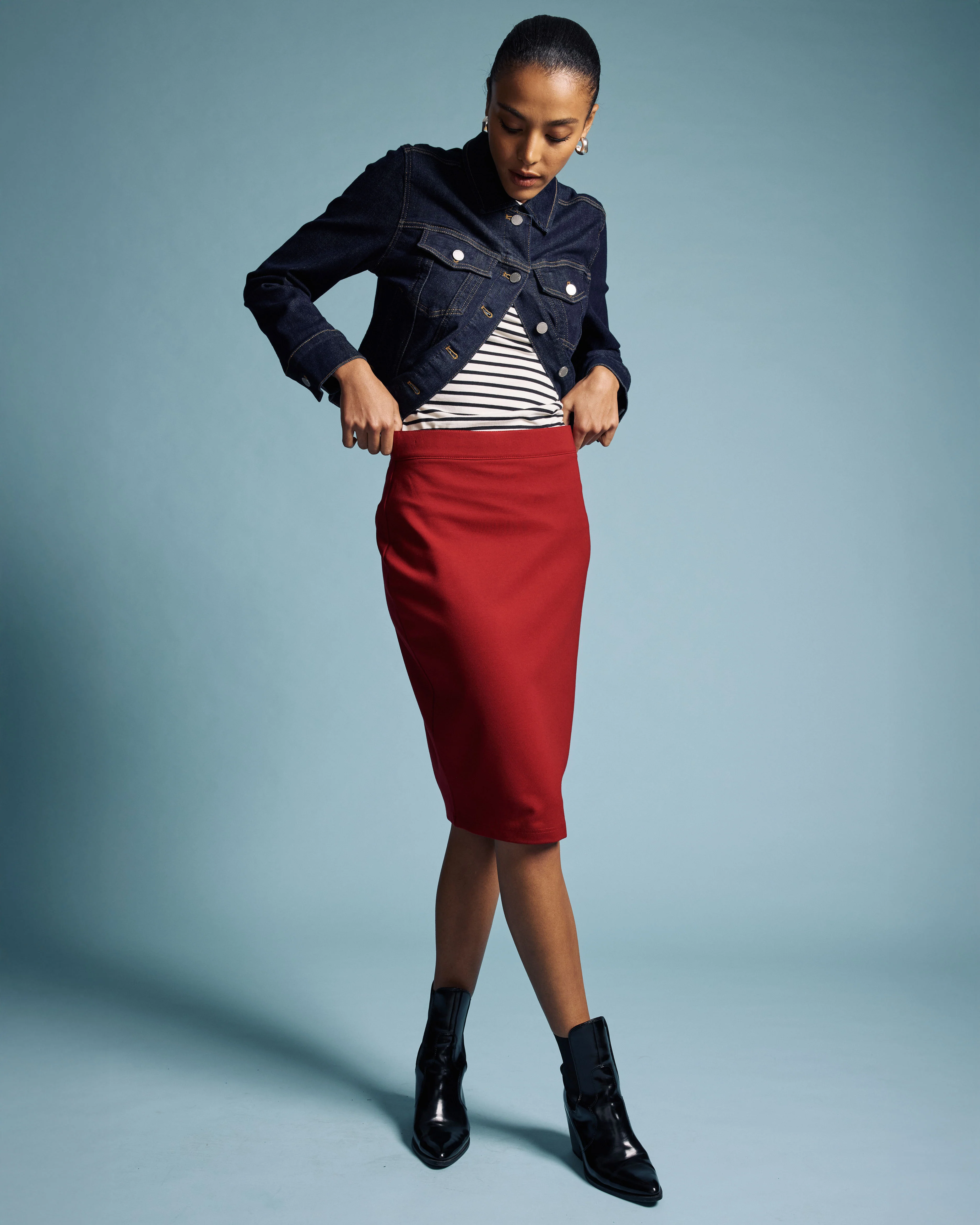 Danube Ponte Skirt - Garnet - Image 2