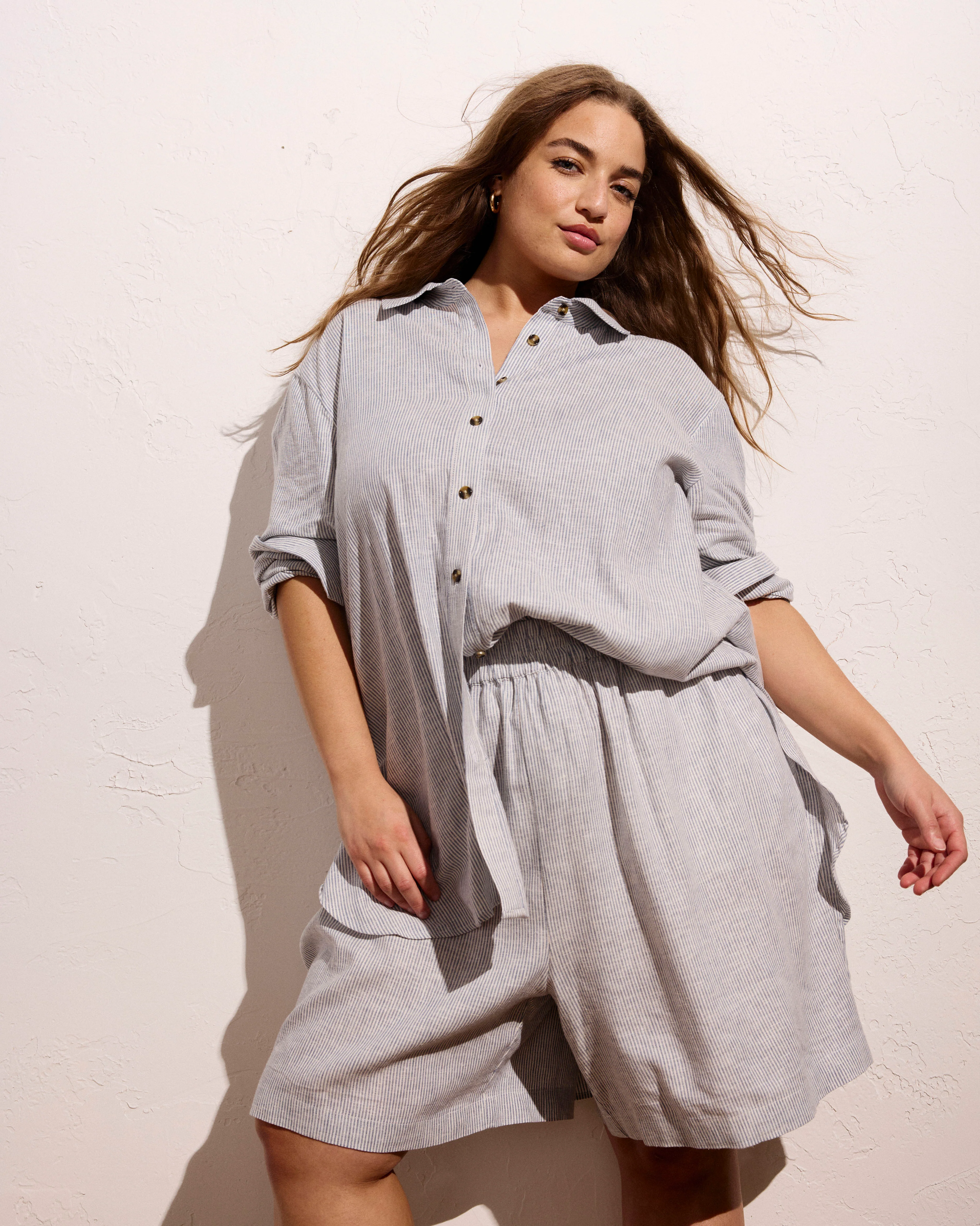 Dawn Linen Hi Low Tunic - Beach Stripe - Image 5