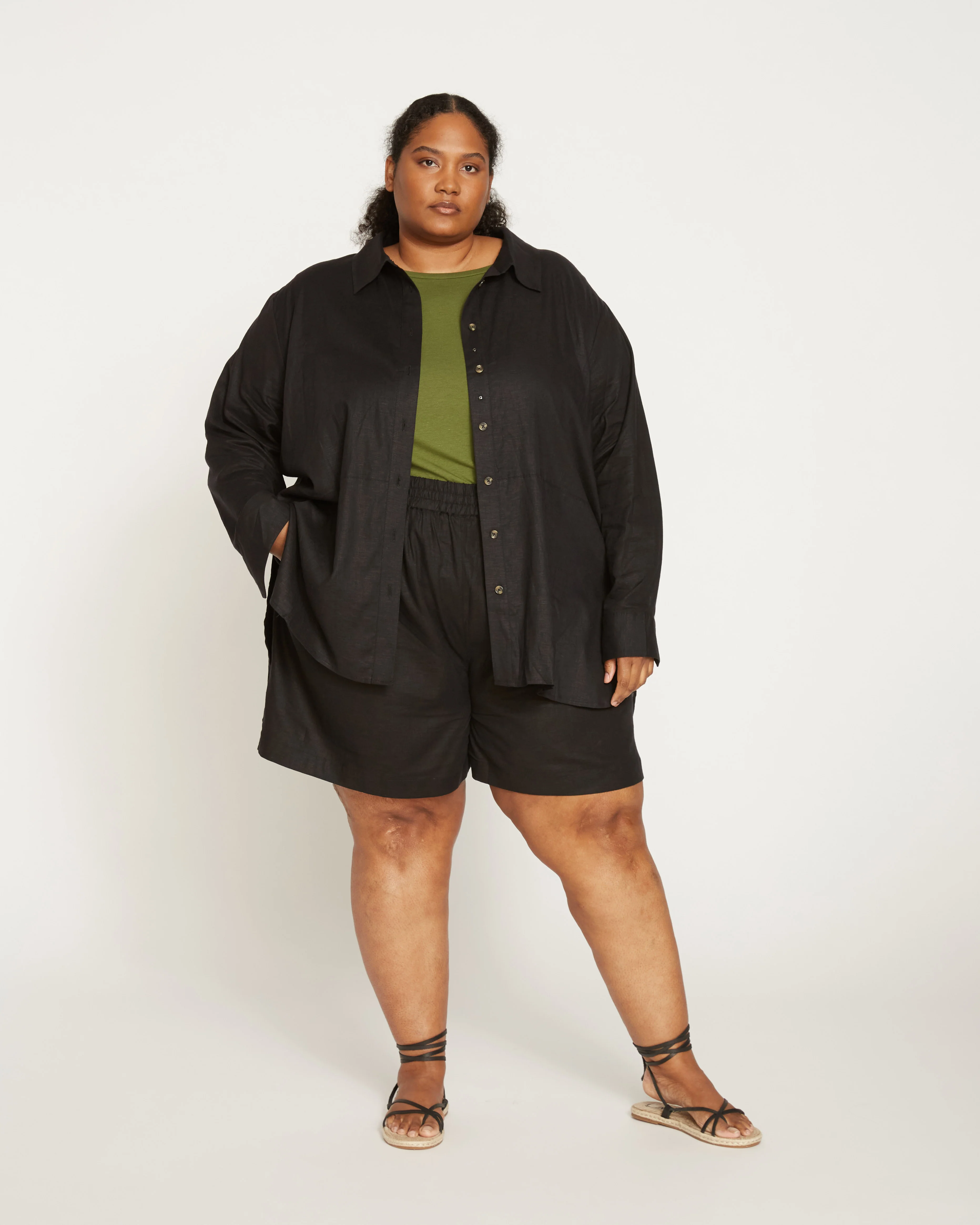 Dawn Linen Hi Low Tunic - Black - Image 6