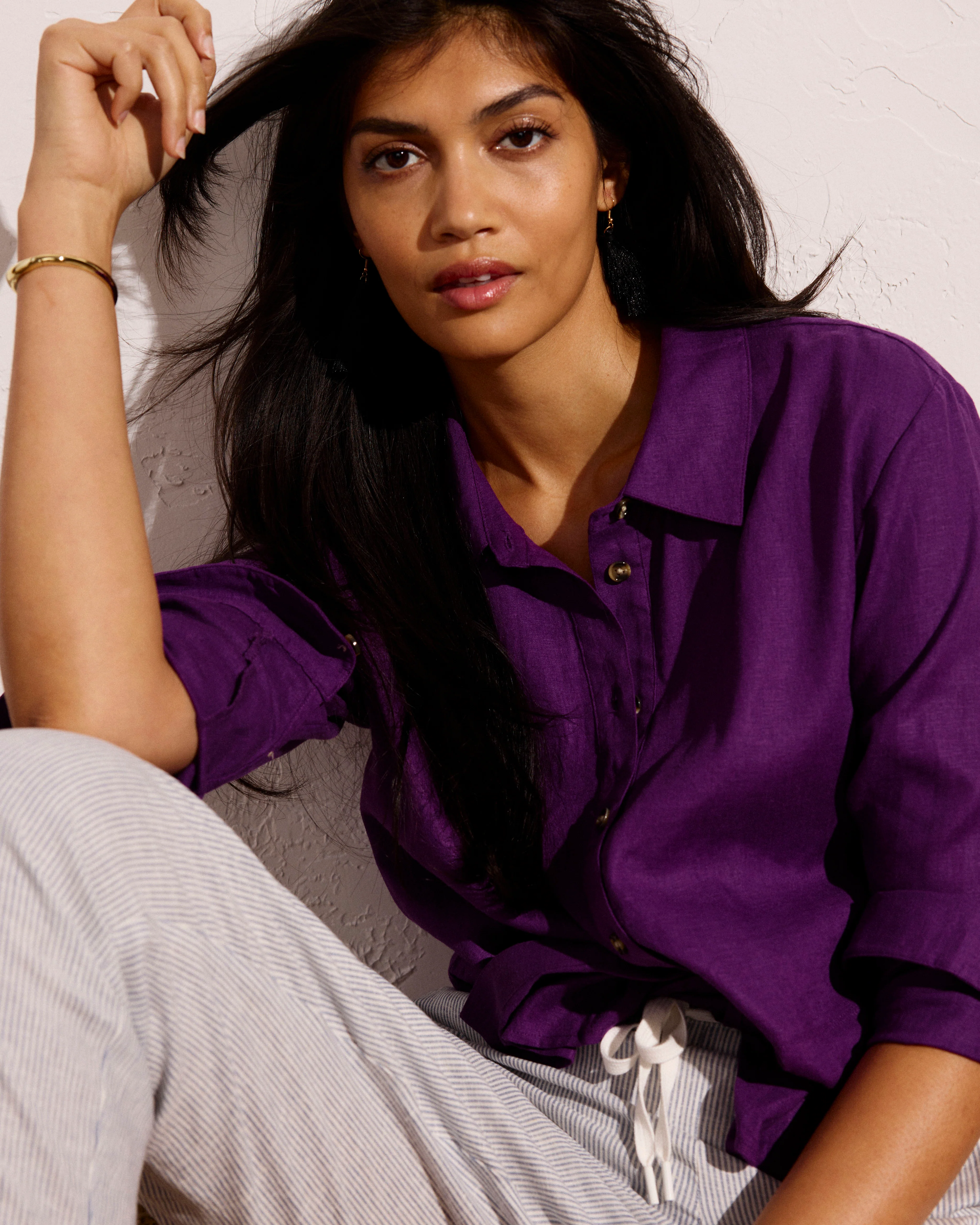 Dawn Linen Hi Low Tunic - Dreamy Purple - Image 3
